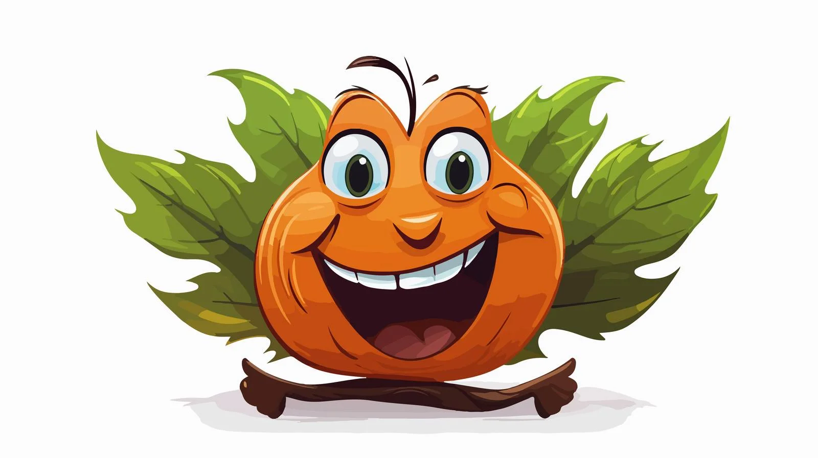 Cheerful Leaf Cartoon Character Illustration — free download from Dotvec