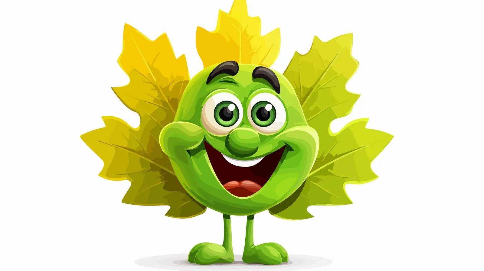 Funny Leaf Cartoon Character Illustration — free download from Dotvec