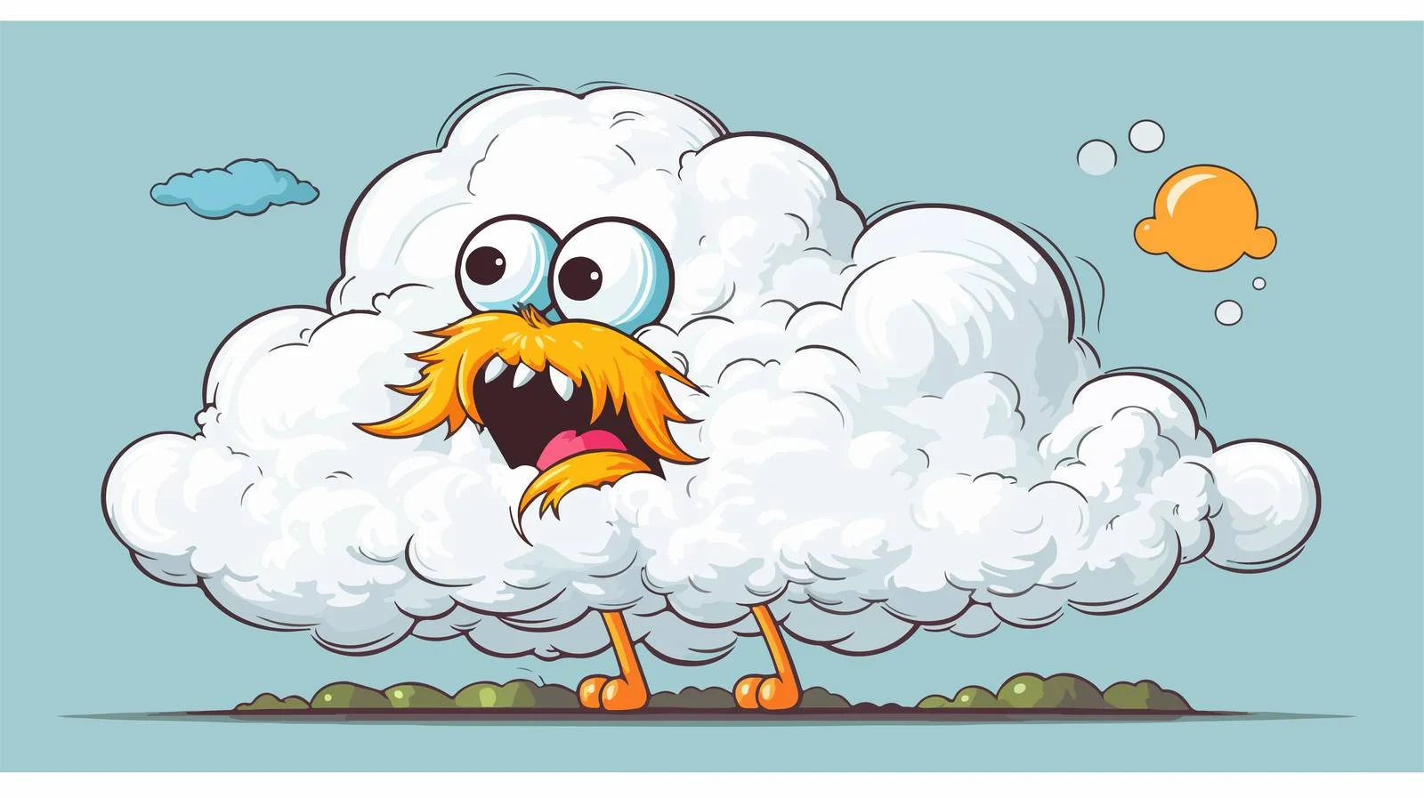 Retro Funny Cloud Monster with Thought Bubble — free download from Dotvec