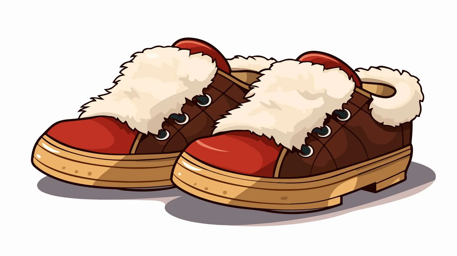 Fur-Lined Cartoon Shoes Illustration — free download from Dotvec