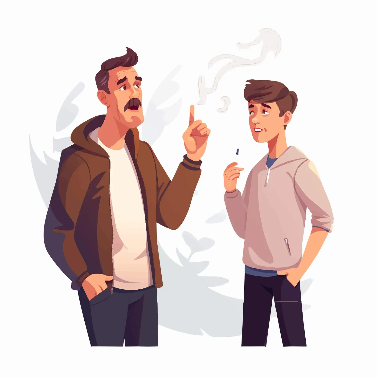 Father Scolding Son for Smoking Vector Illustration – free parental guidance image from Dotvec
