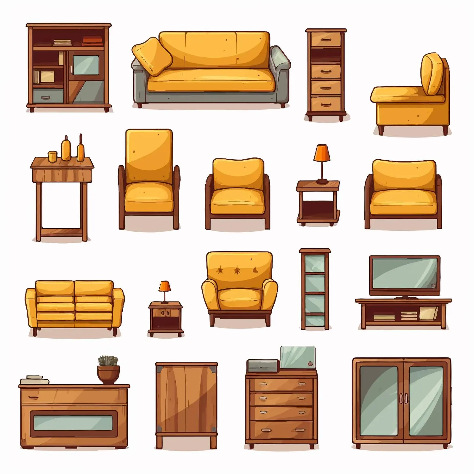 Furniture Line Vector Illustration on White Background — free download from Dotvec