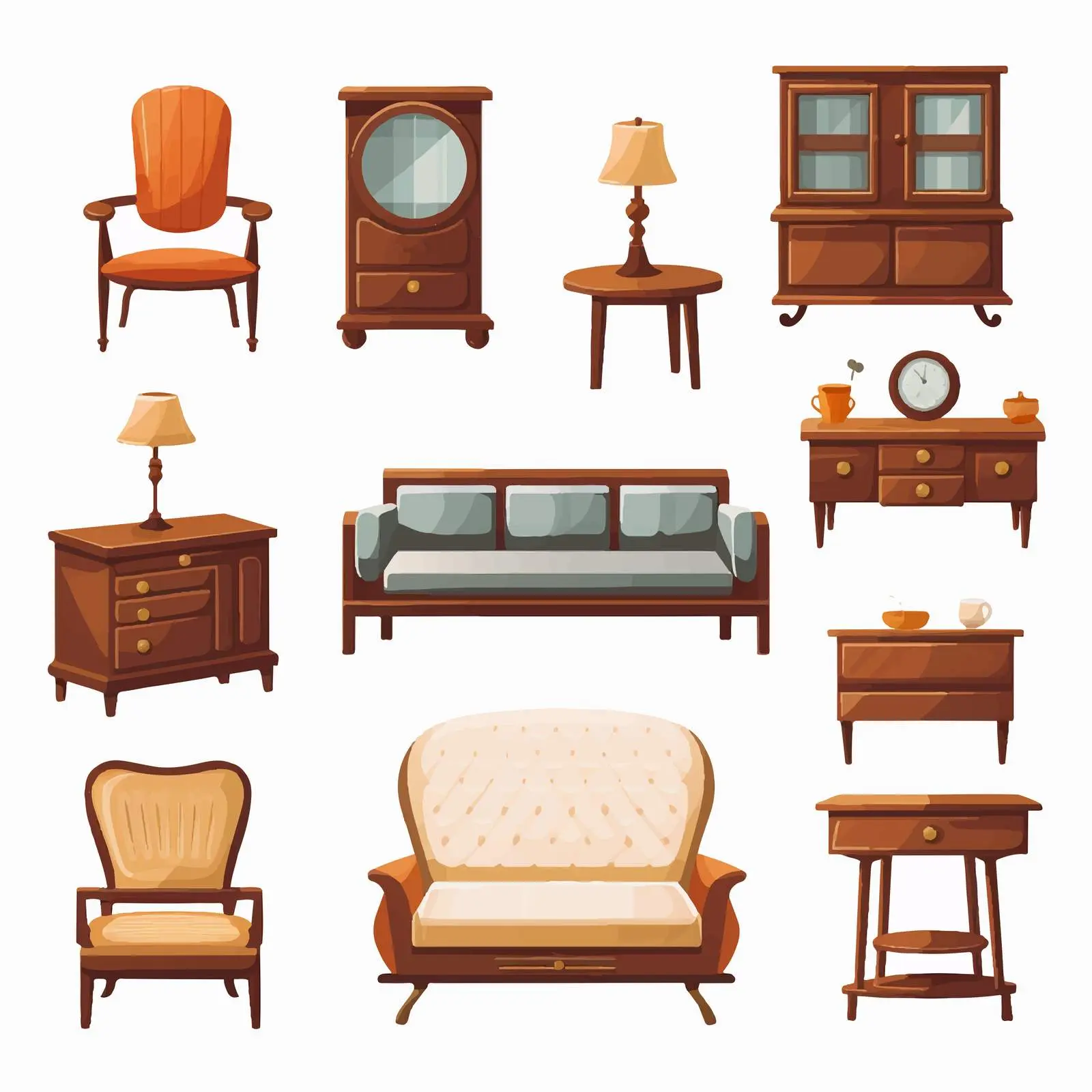 Furniture Line Vector Illustration on White Background — free download from Dotvec