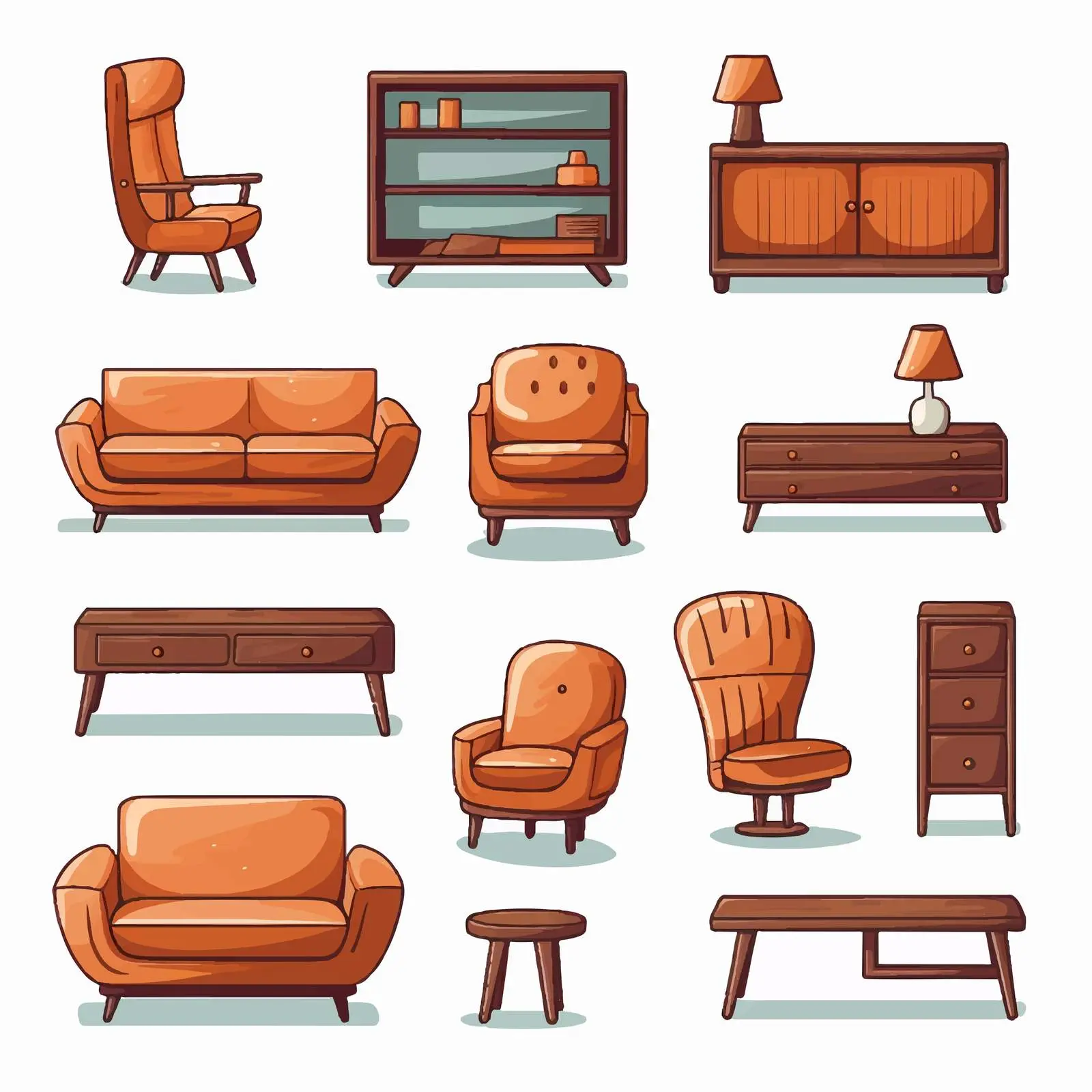 Modern Furniture Line Vector Illustration on White Background – free furniture icon image from Dotvec
