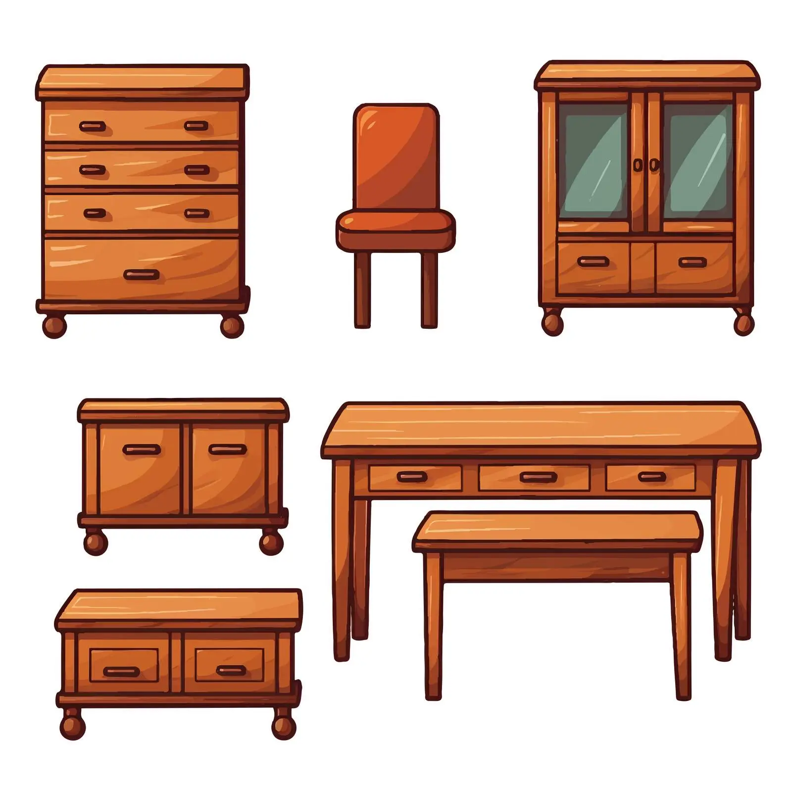 Stylish Furniture Table, Window, and Cupboard Vector — free download from Dotvec