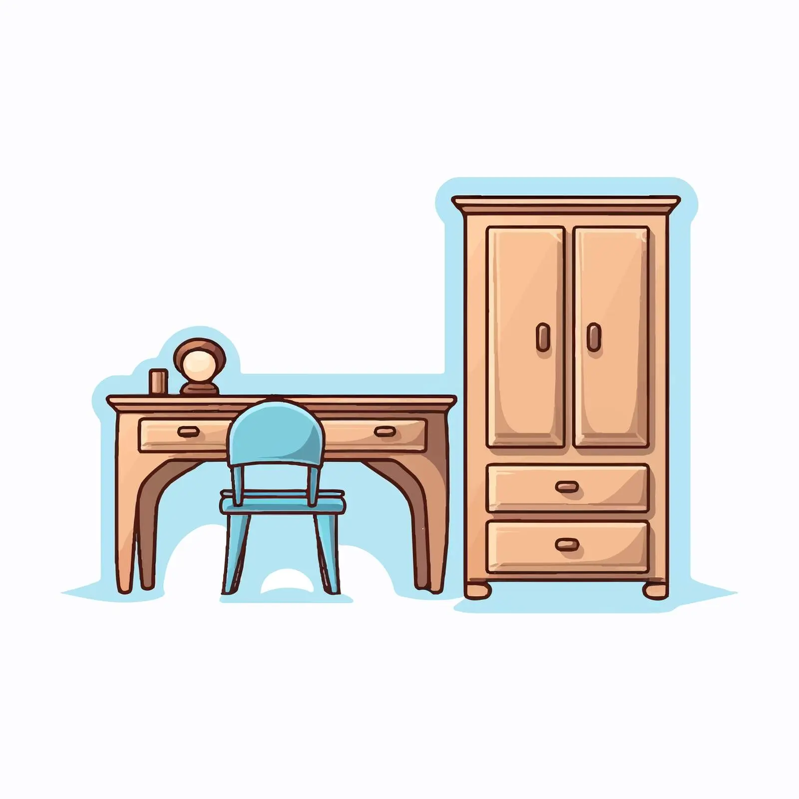 Vector Illustration of Furniture Table and Cupboard — free download from Dotvec