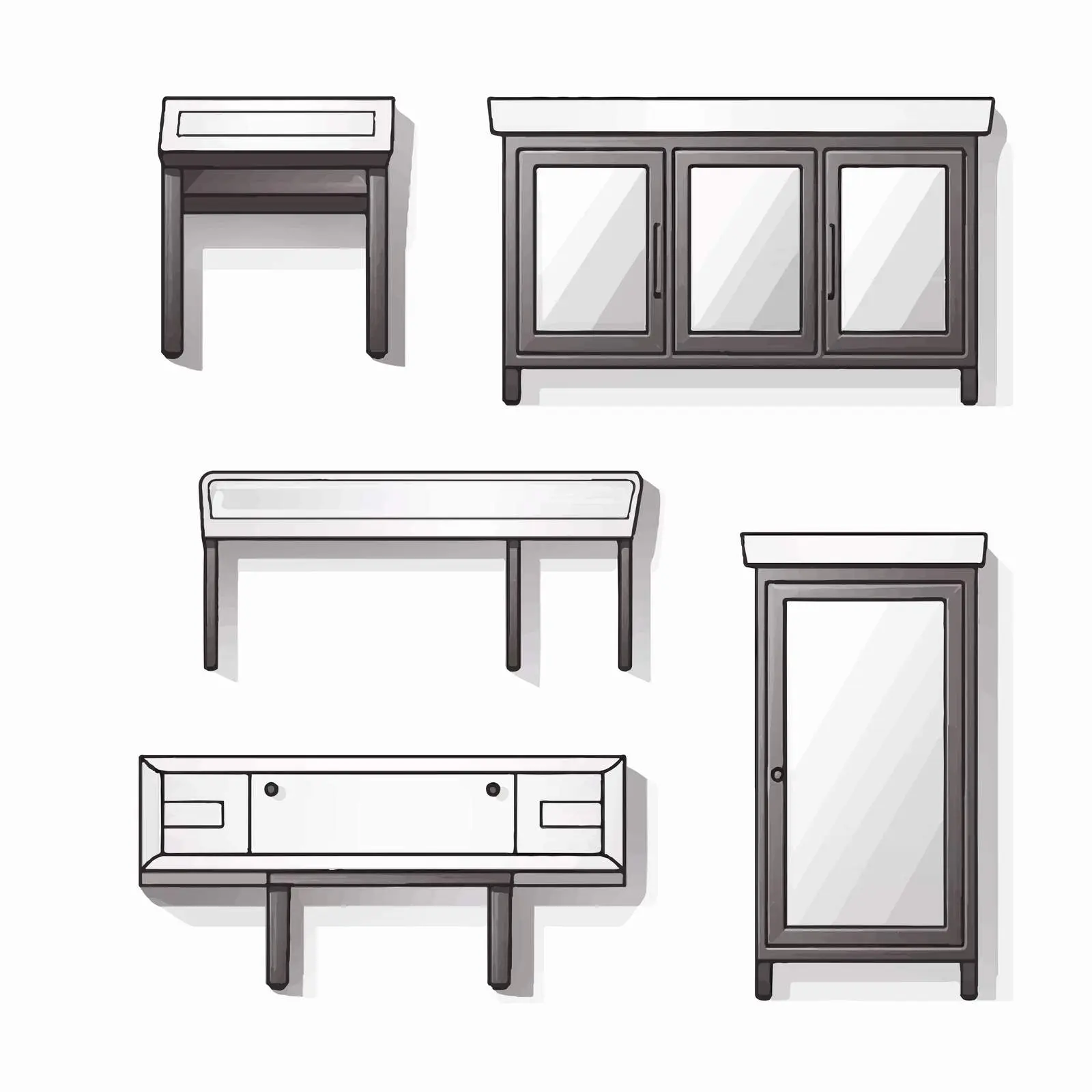 Modern Furniture Table and Cupboard Vector Illustration — free download from Dotvec