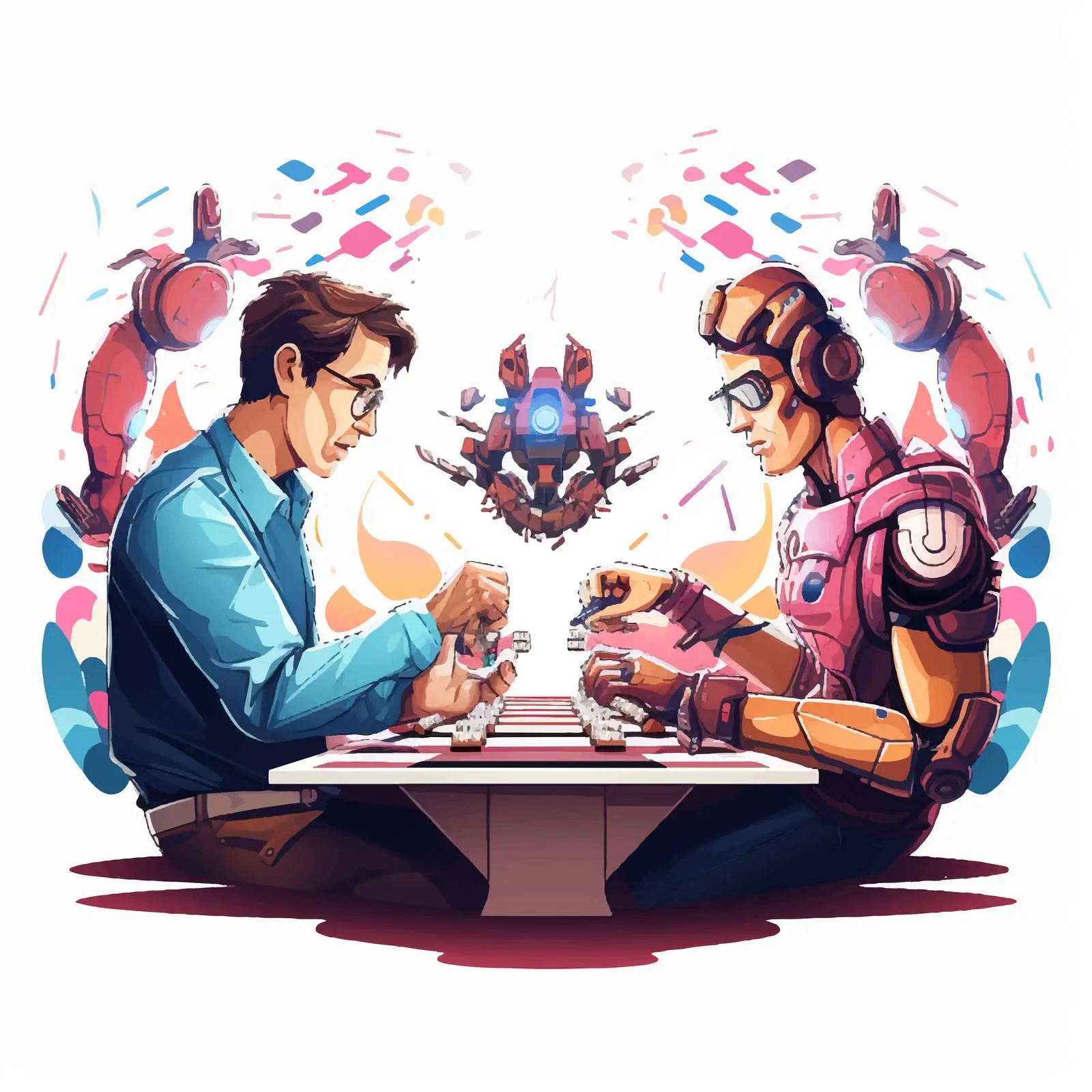 Futuristic Robot vs Human Confrontation Concept — free download from Dotvec