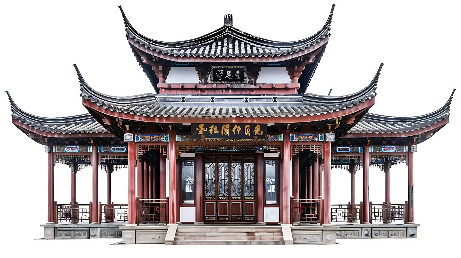 Fuyuan Dongji Pavilion White Background View — free download from Dotvec