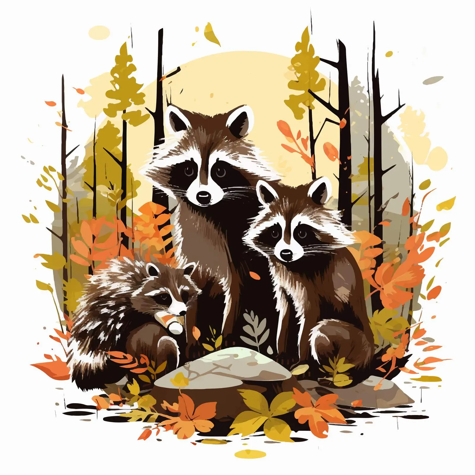 Raccoon Game Design Vector Illustration in Woods — free download from Dotvec