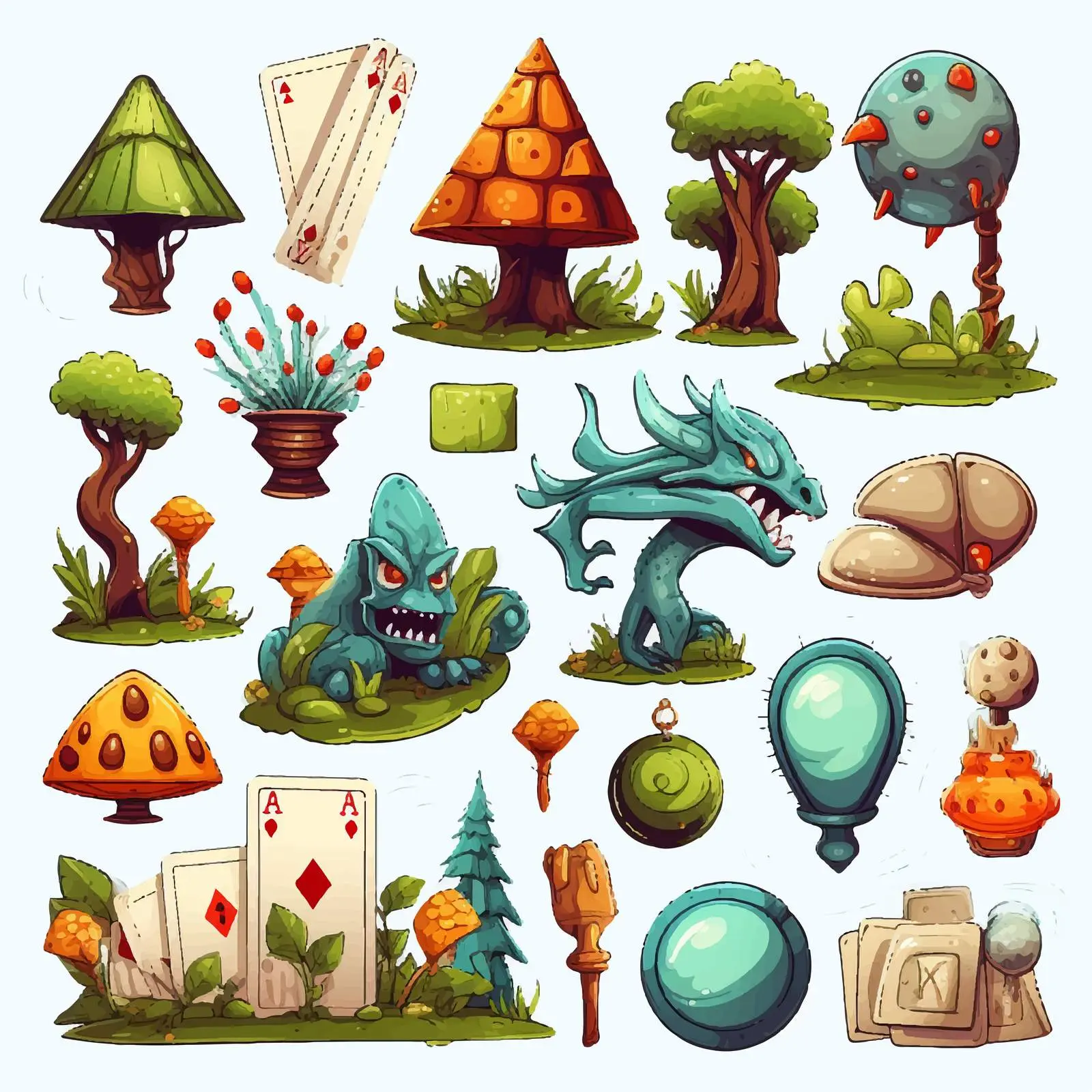Cartoon Game Elements Vector Illustration – free ui element image from Dotvec