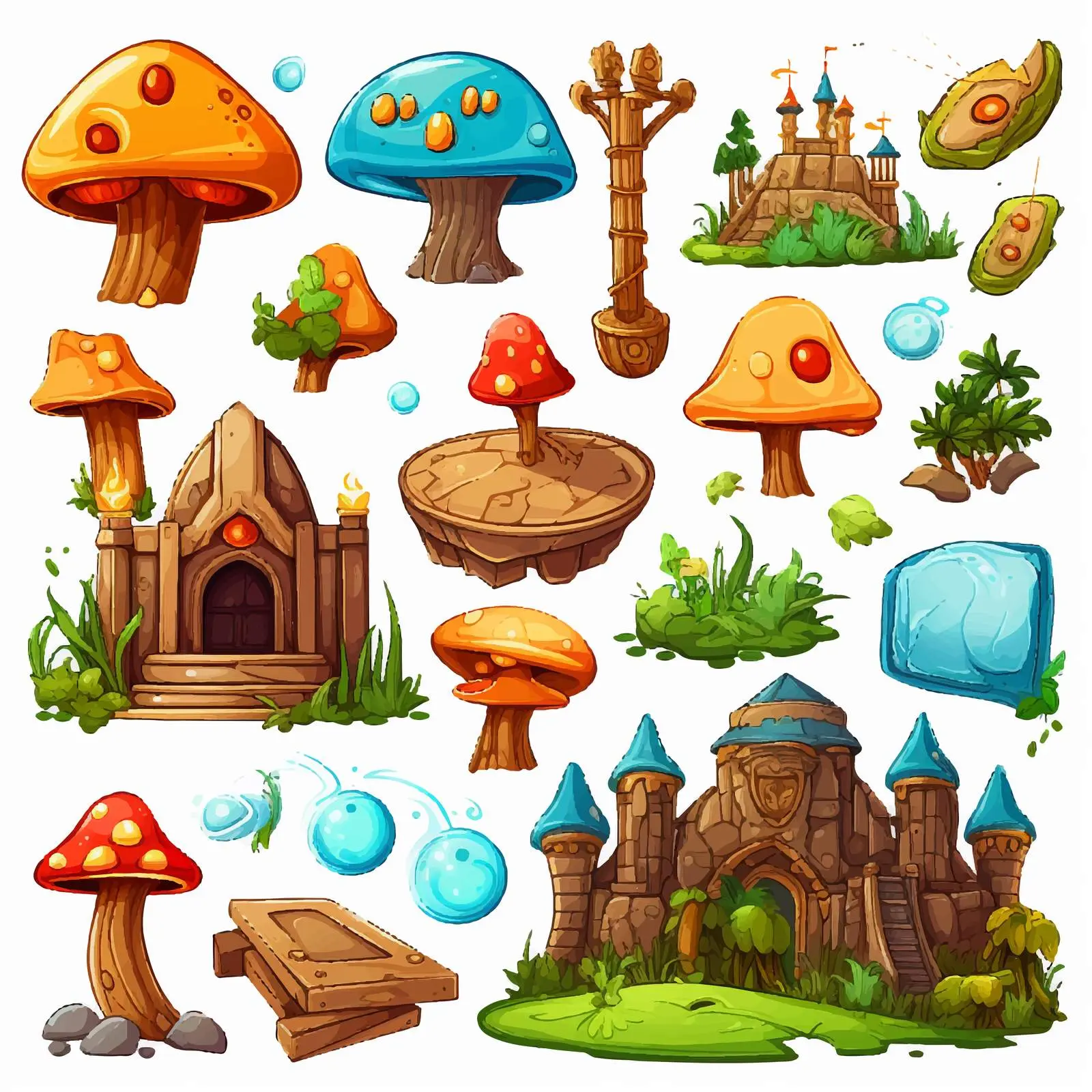 Cartoon Game Elements and Template Vector Illustration — free download from Dotvec