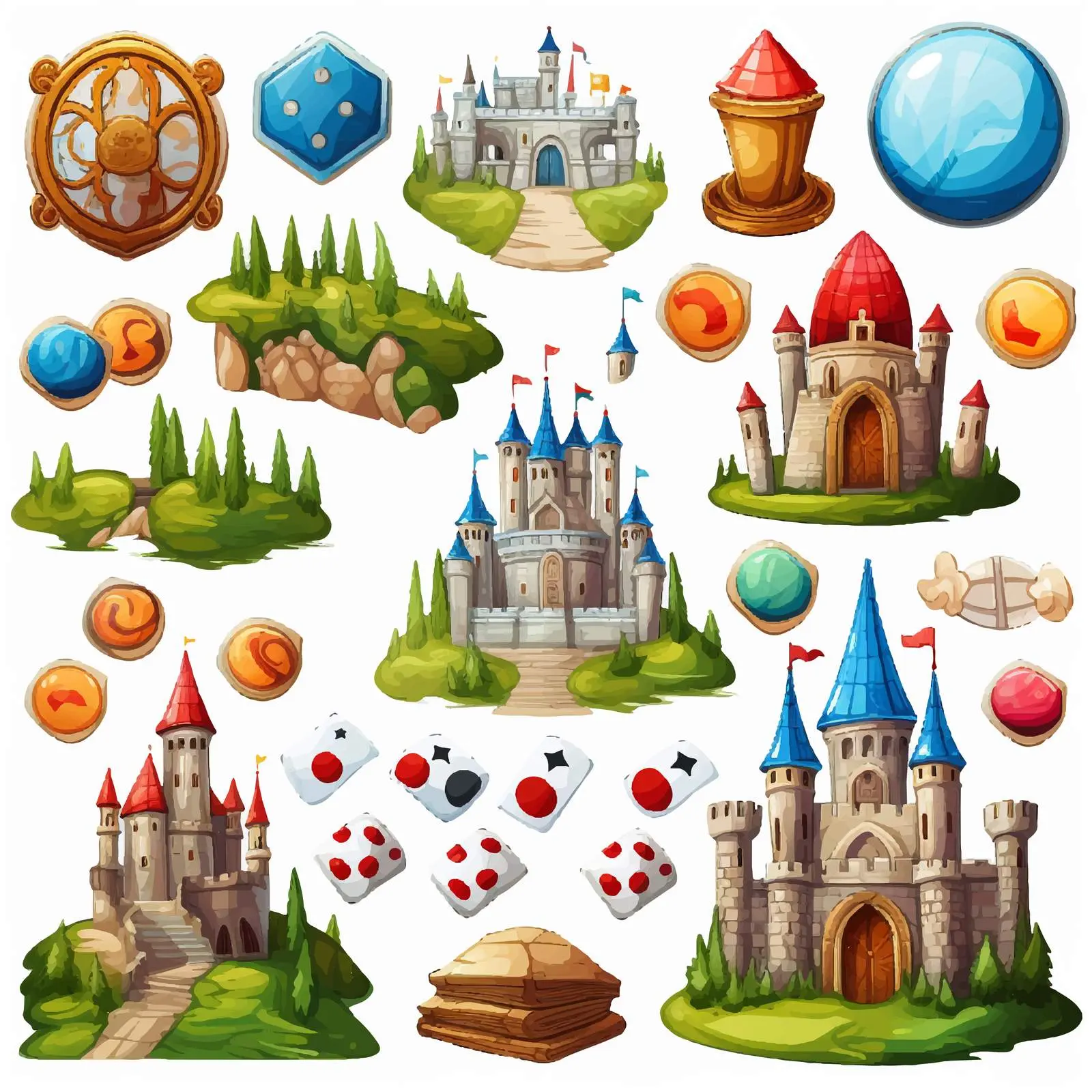 Cartoon Game Elements and Template Vector Illustration – free interactive elements image from Dotvec