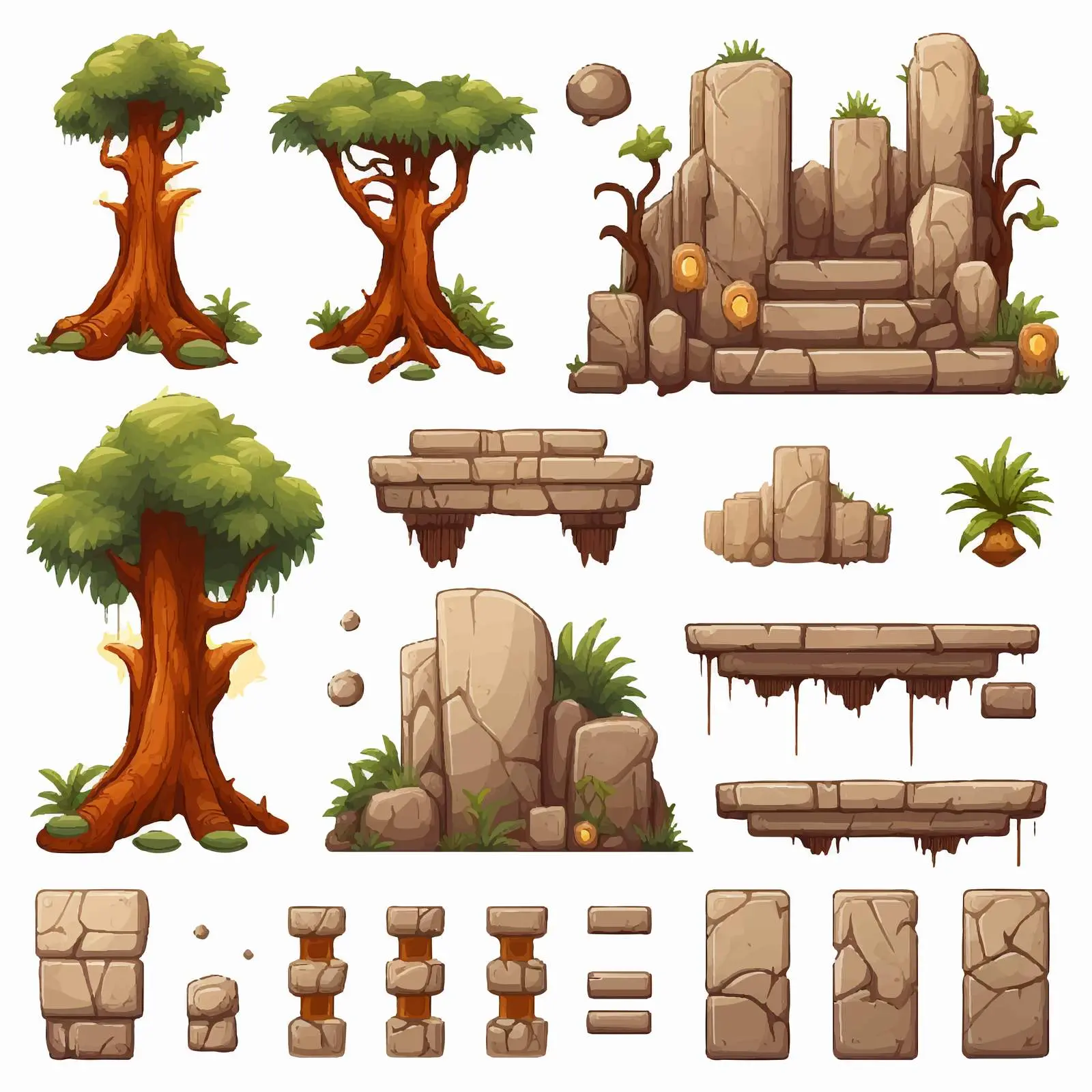 Cartoon Game Elements and Template Vector Illustration — free download from Dotvec