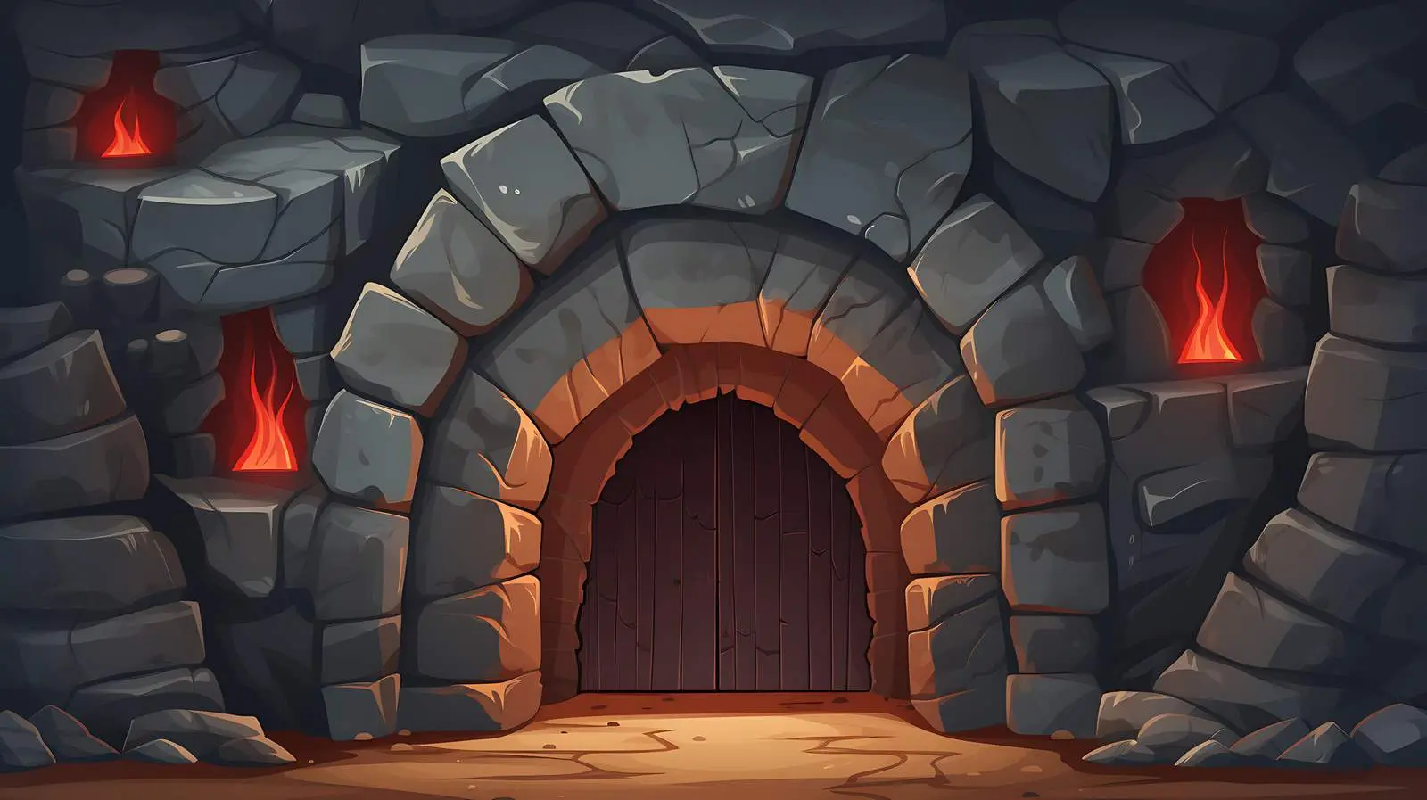 Castle Wall Entry Gate Illustration — free download from Dotvec