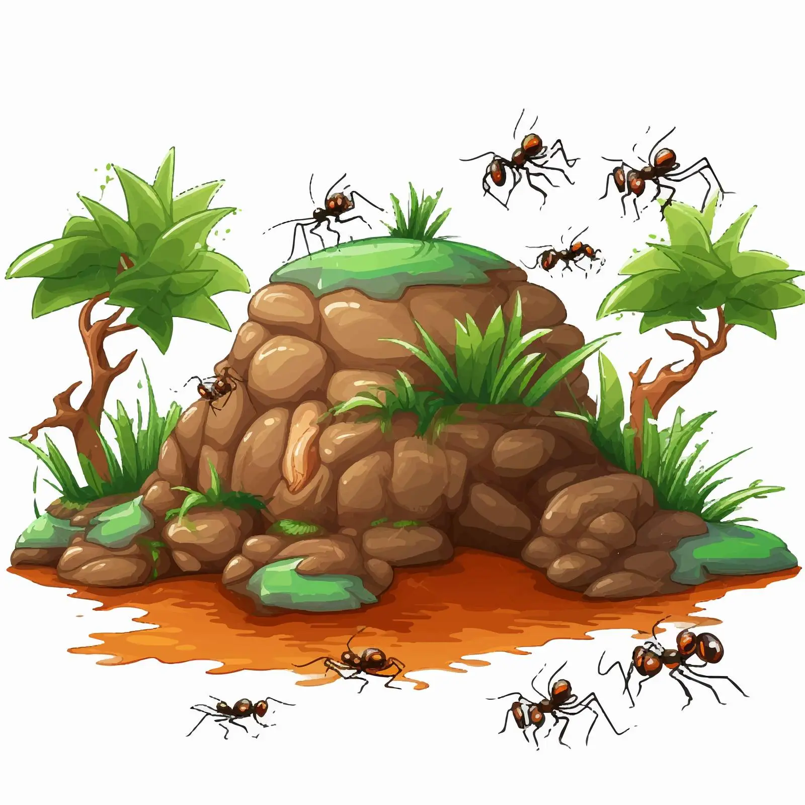 Game Template with Ant Colony Background Illustration — free download from Dotvec