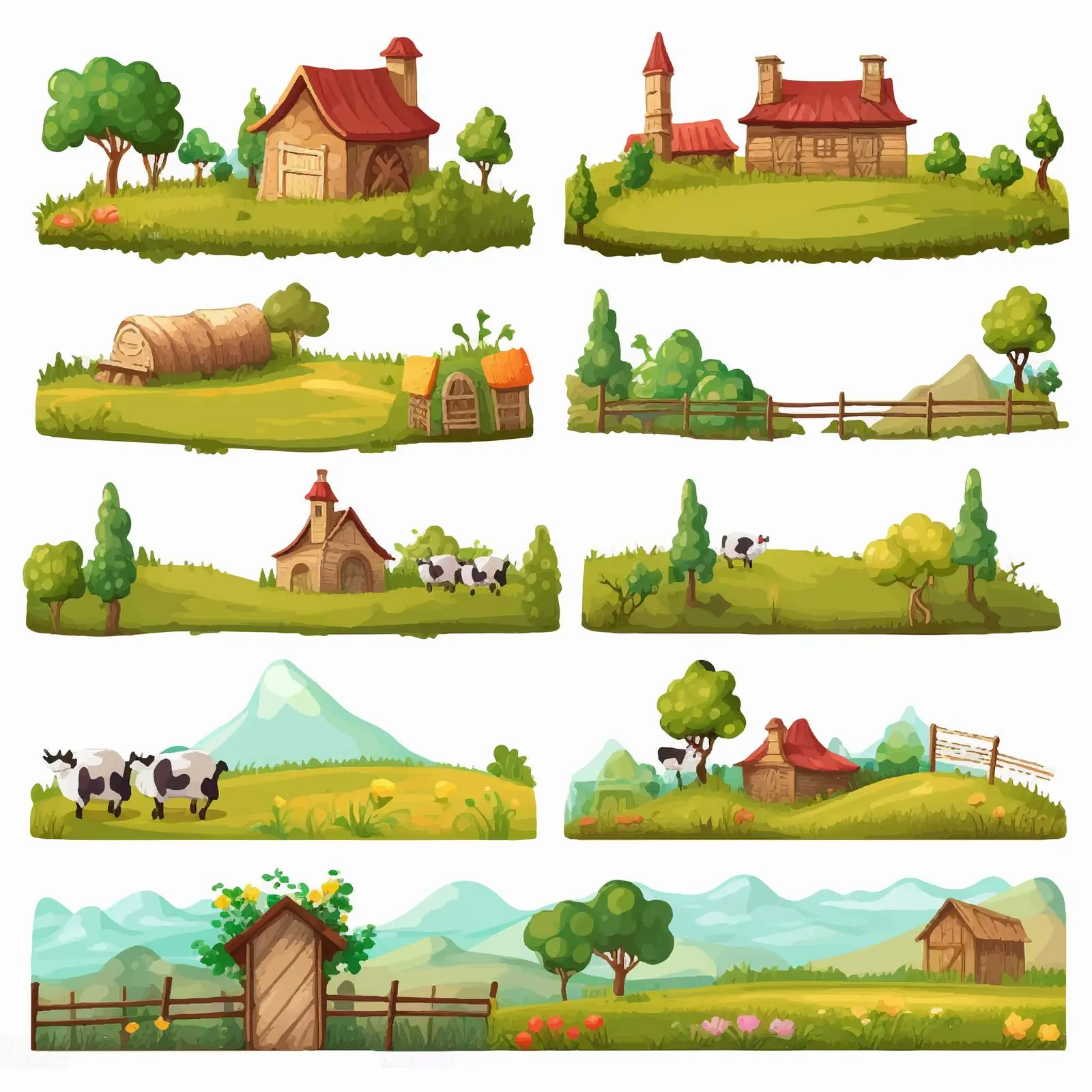 Farm-Themed Game Template Vector Illustration — free download from Dotvec