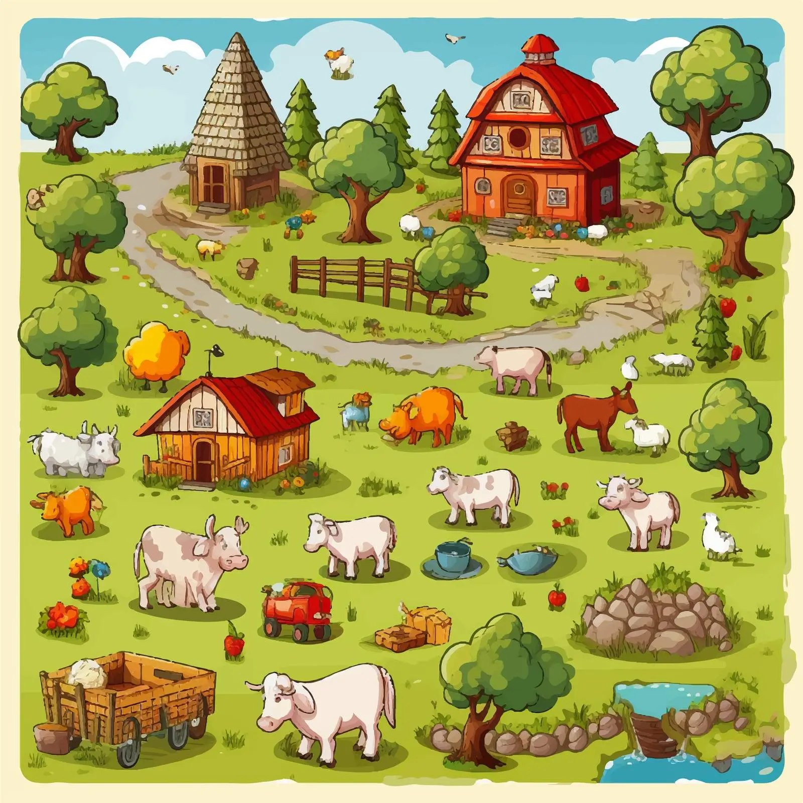 Farm Theme Game Template Vector Illustration — free download from Dotvec