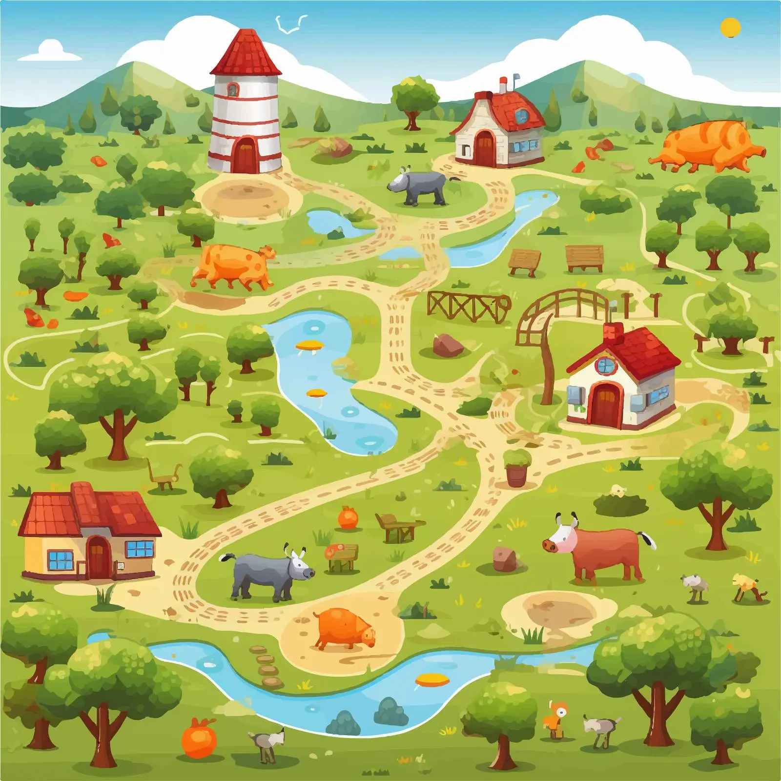 Farm Theme Game Template Vector Illustration — free download from Dotvec