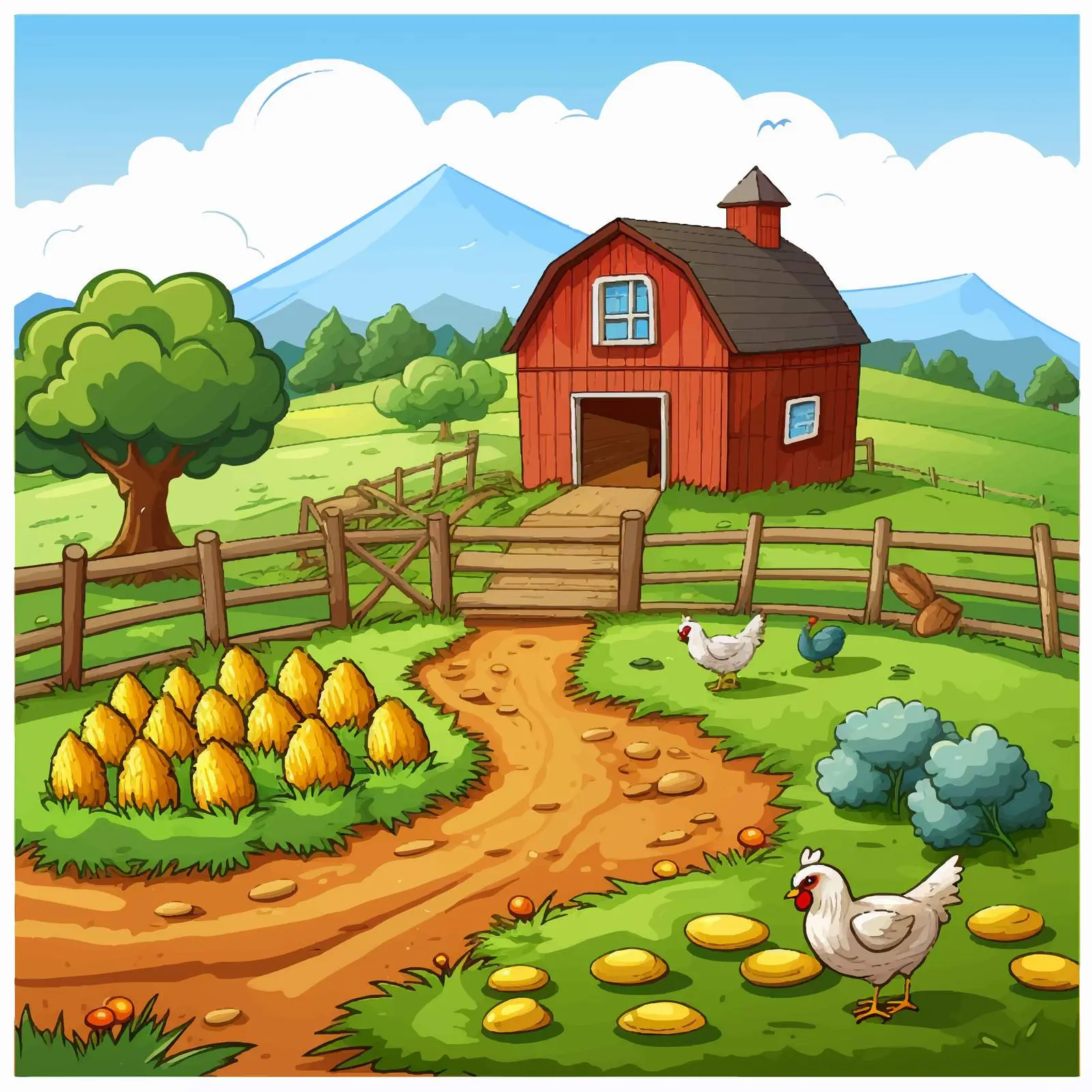 Farm-Themed Game Template Vector Illustration — free download from Dotvec