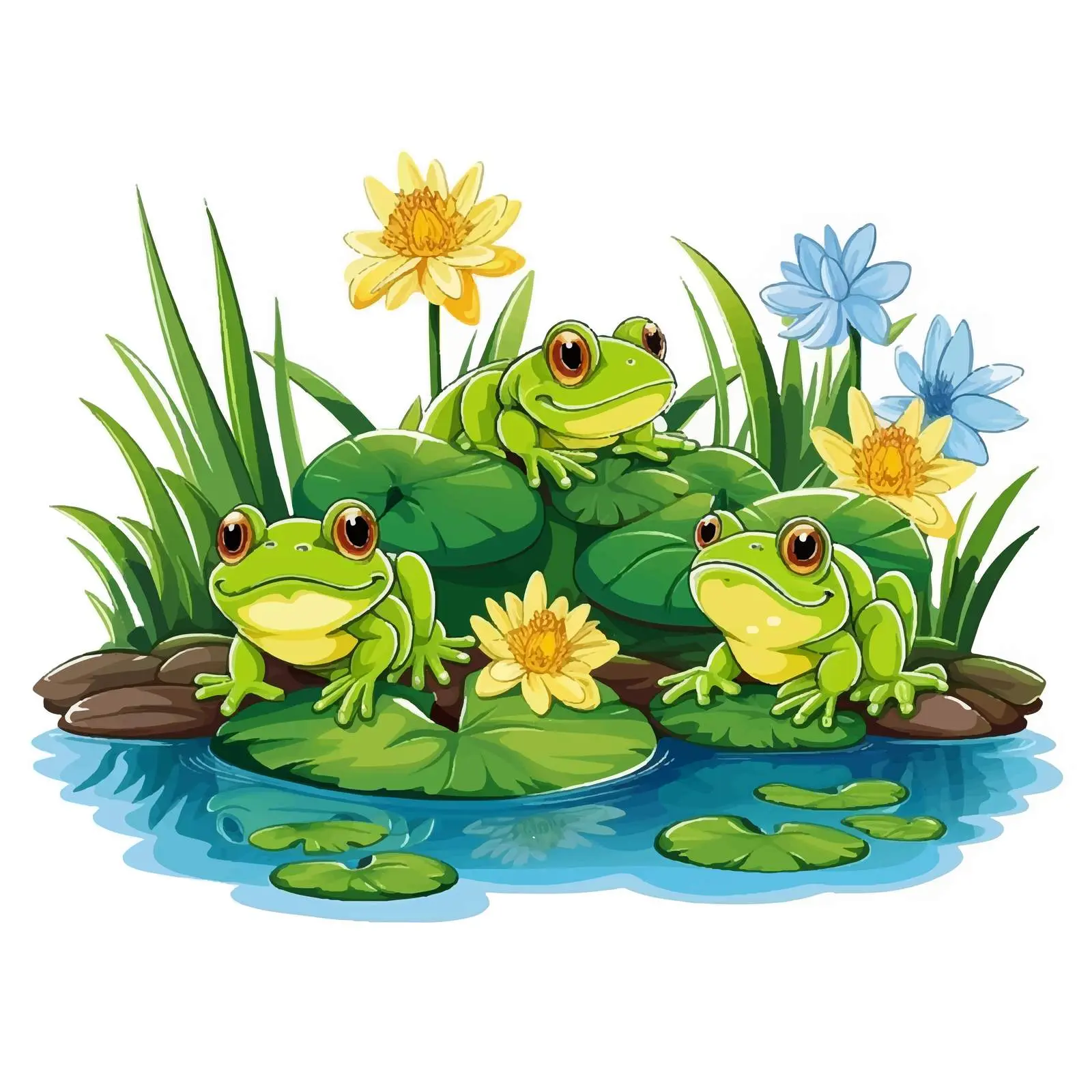 Frog Pond Game Template Vector Illustration — free download from Dotvec