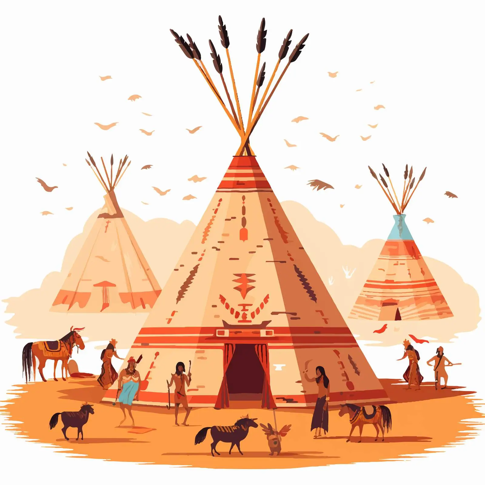 Native American Game Template with Teepee — free download from Dotvec