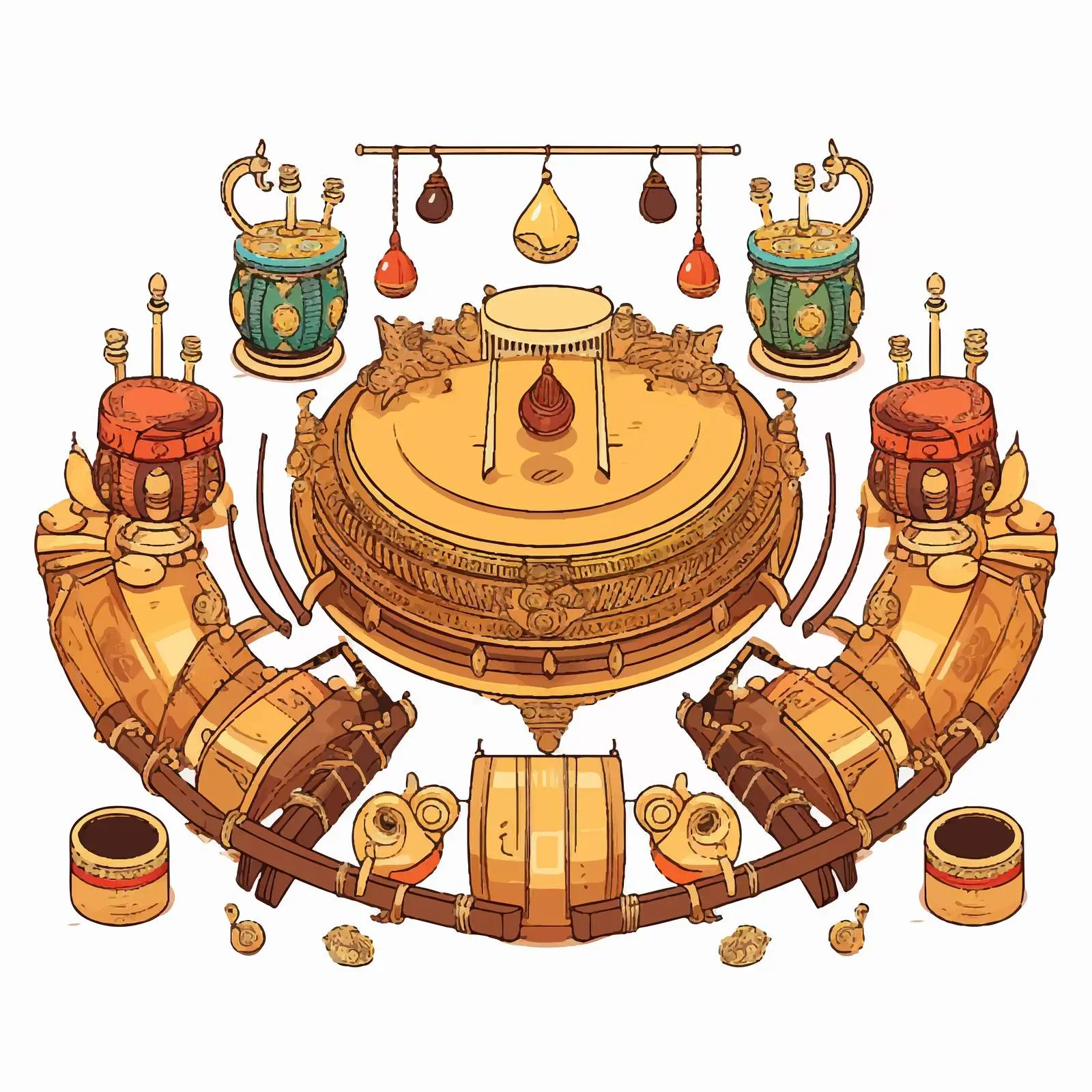 Gamelan Line Vector Illustration on White Background — free download from Dotvec
