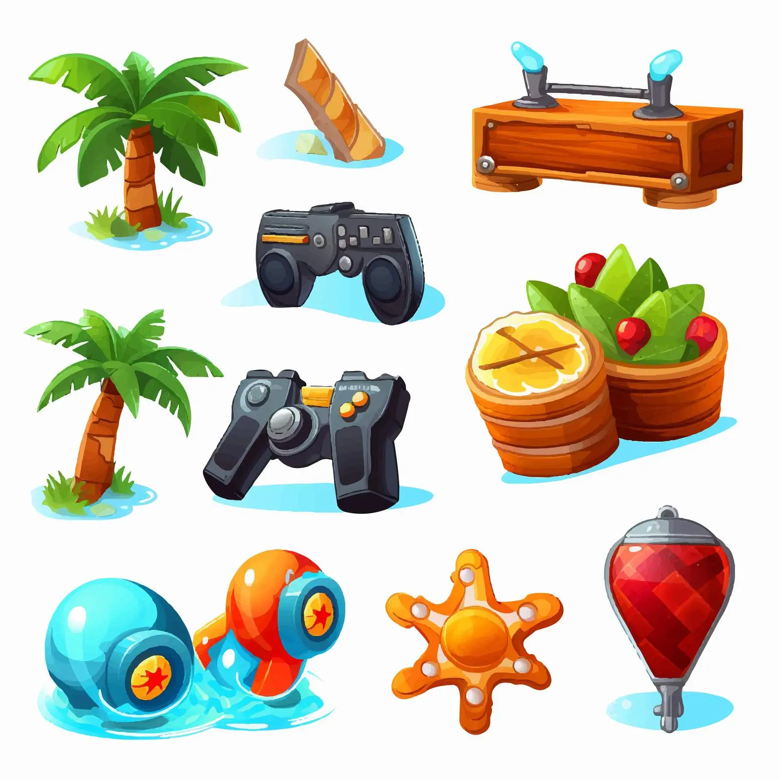 Beach Themed Gaming Icons Vector Art — free download from Dotvec