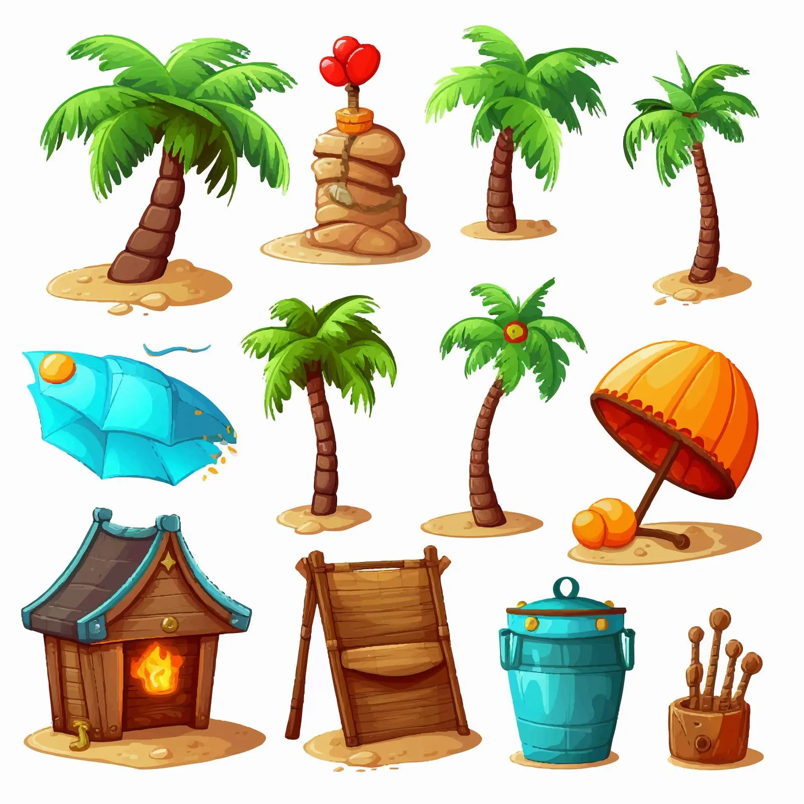 Beach Themed Game Icons Vector Set — free download from Dotvec