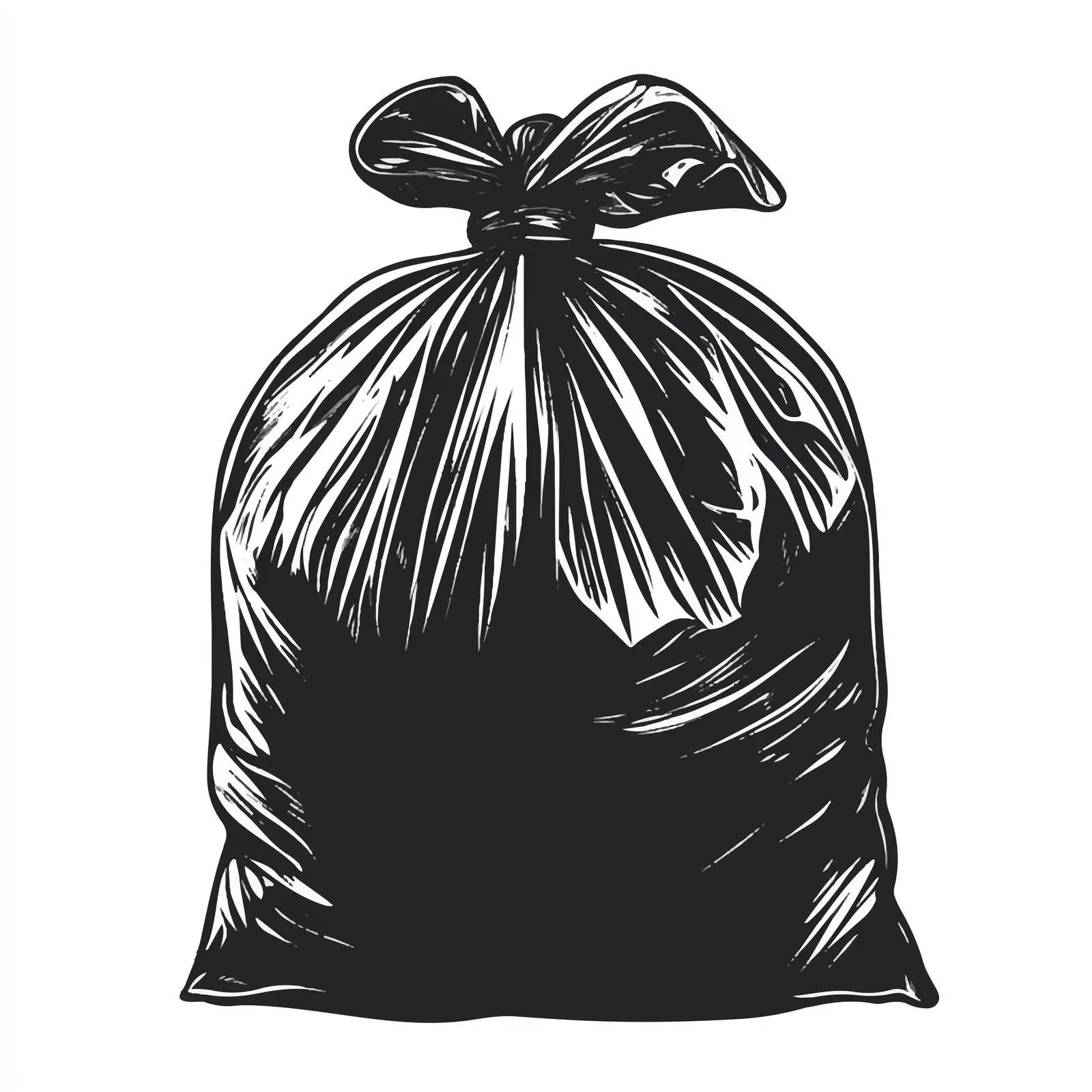 Black and White Cartoon Garbage Bag Vector – free trash bag image from Dotvec
