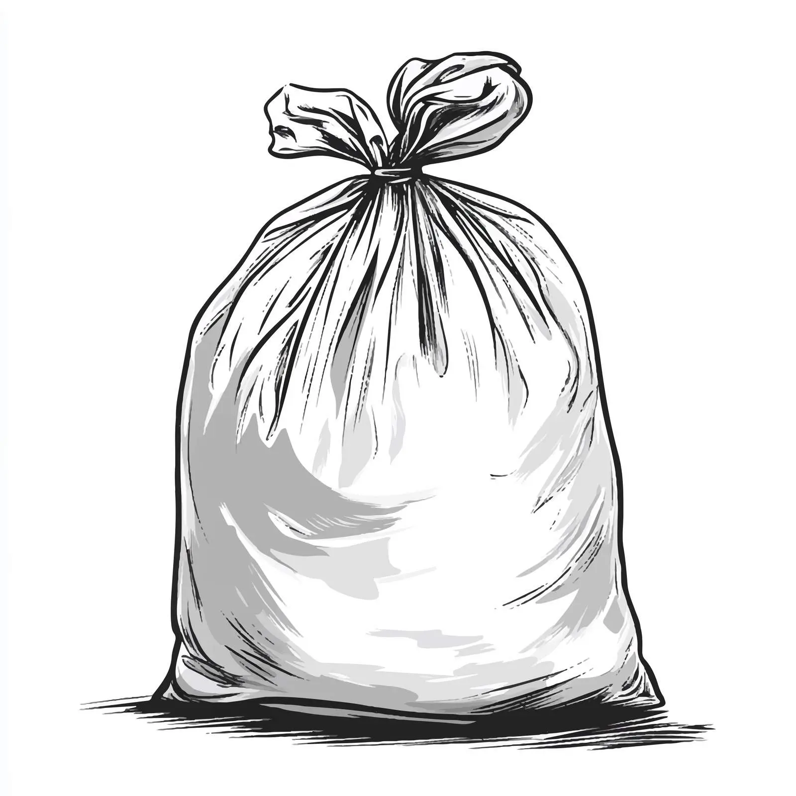 Black and White Cartoon Garbage Bag Illustration — free download from Dotvec