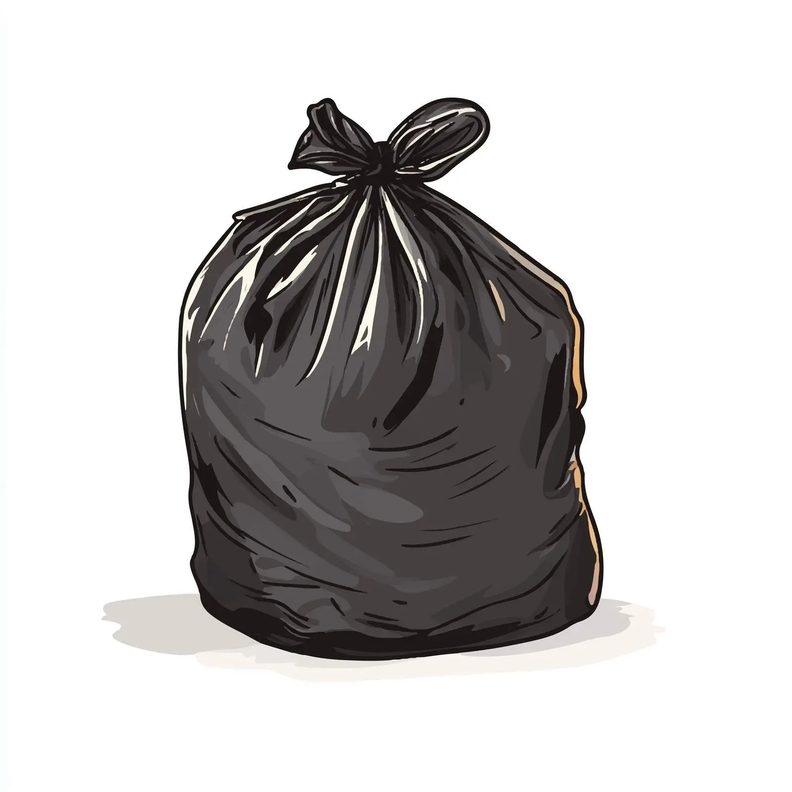 Hand-Drawn Cartoon Garbage Bag Vector Illustration – free trash bag image from Dotvec