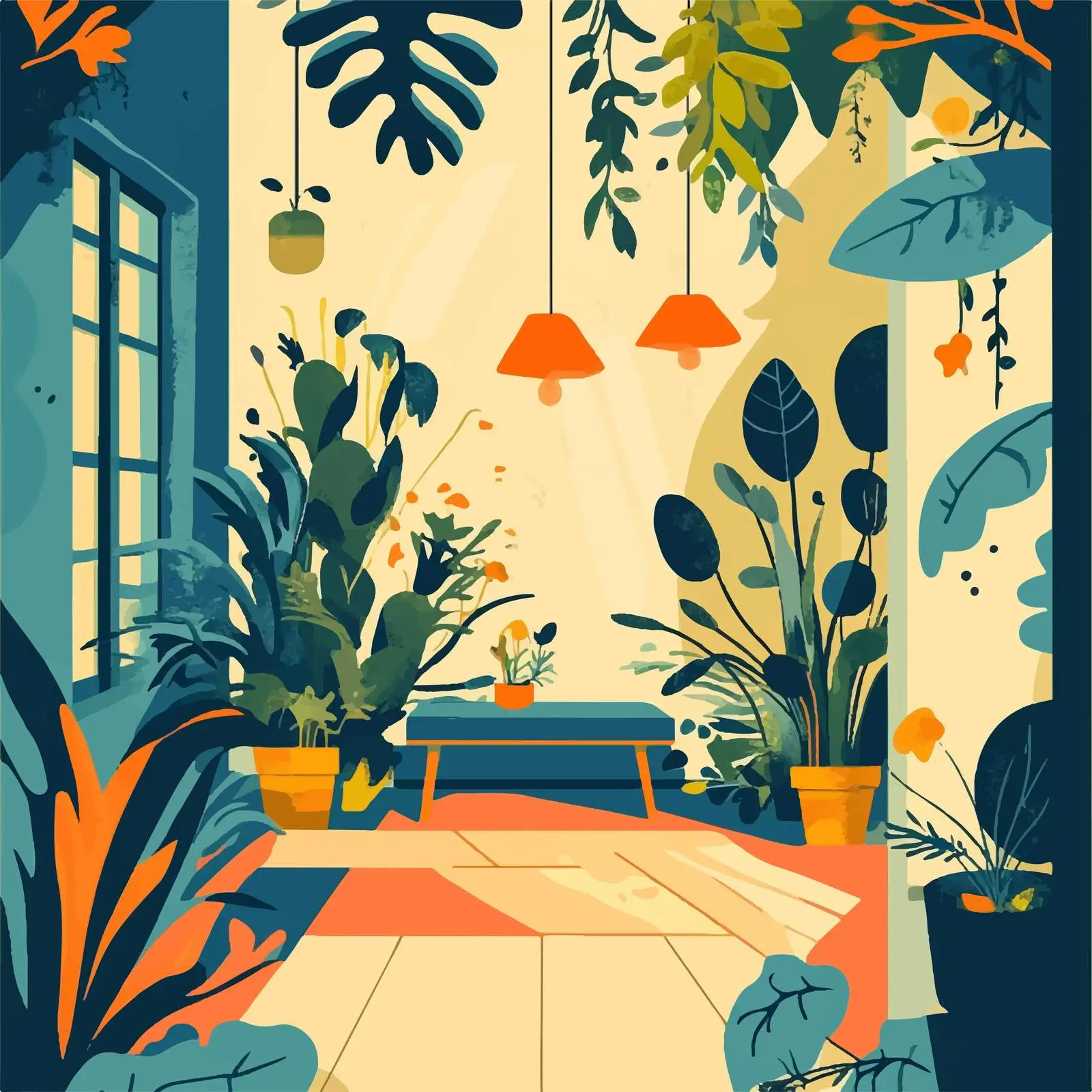 Colorful Garden Flat Vector Illustration — free download from Dotvec