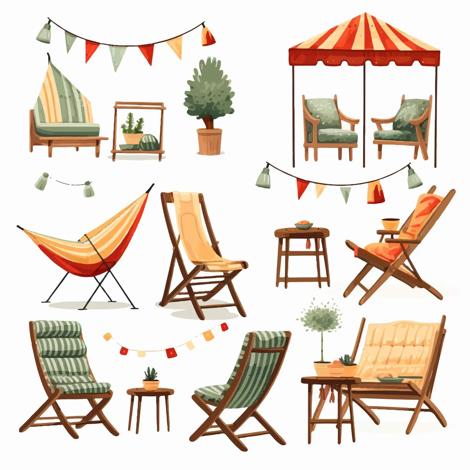 Cozy Wooden Garden Furniture Set with Chairs and Swings — free download from Dotvec