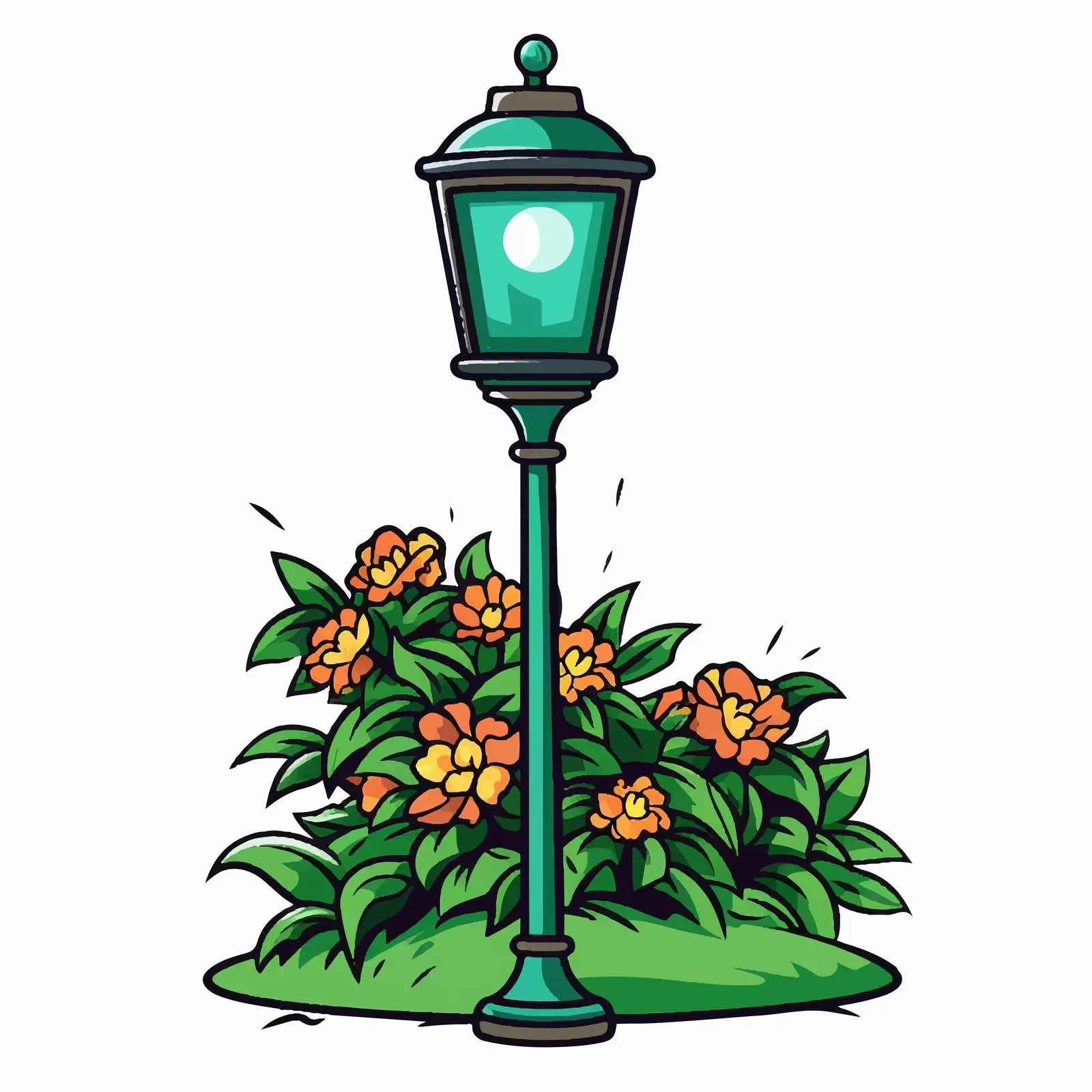 Cartoon Garden Lamp Vector Illustration — free download from Dotvec