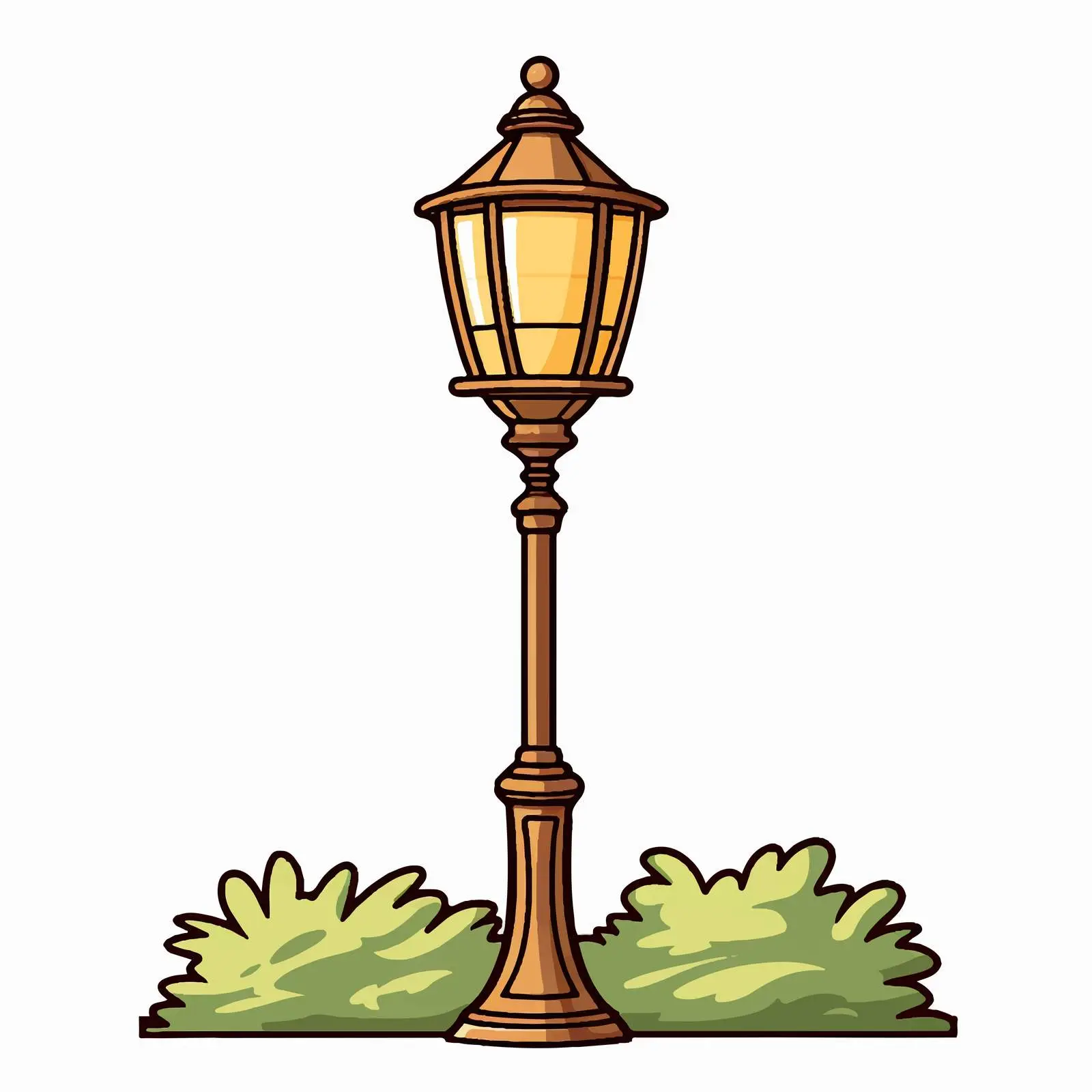 Cartoon Garden Lamp Line Art Vector Illustration — free download from Dotvec