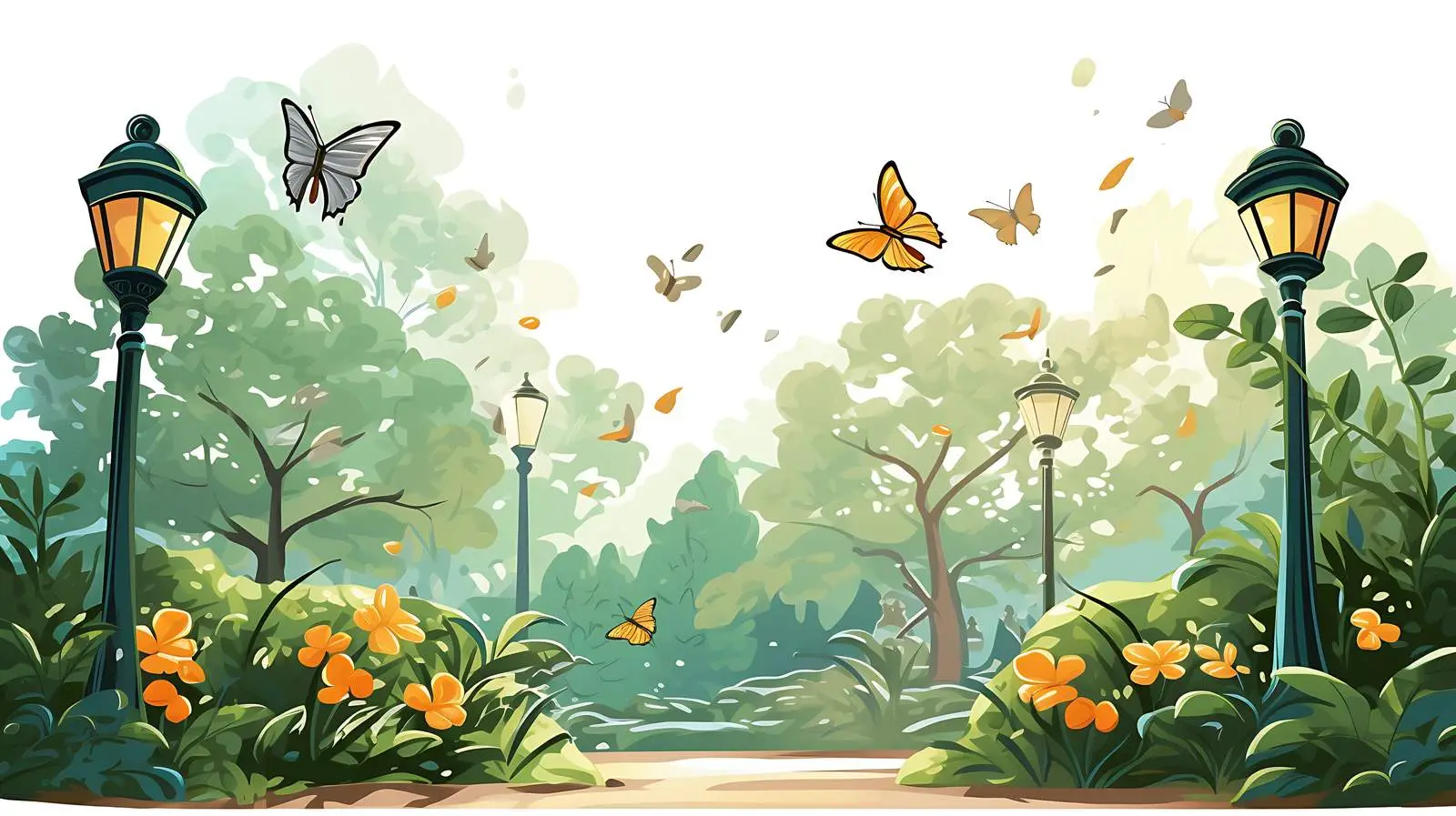 Serene Butterfly Garden Scene — free download from Dotvec