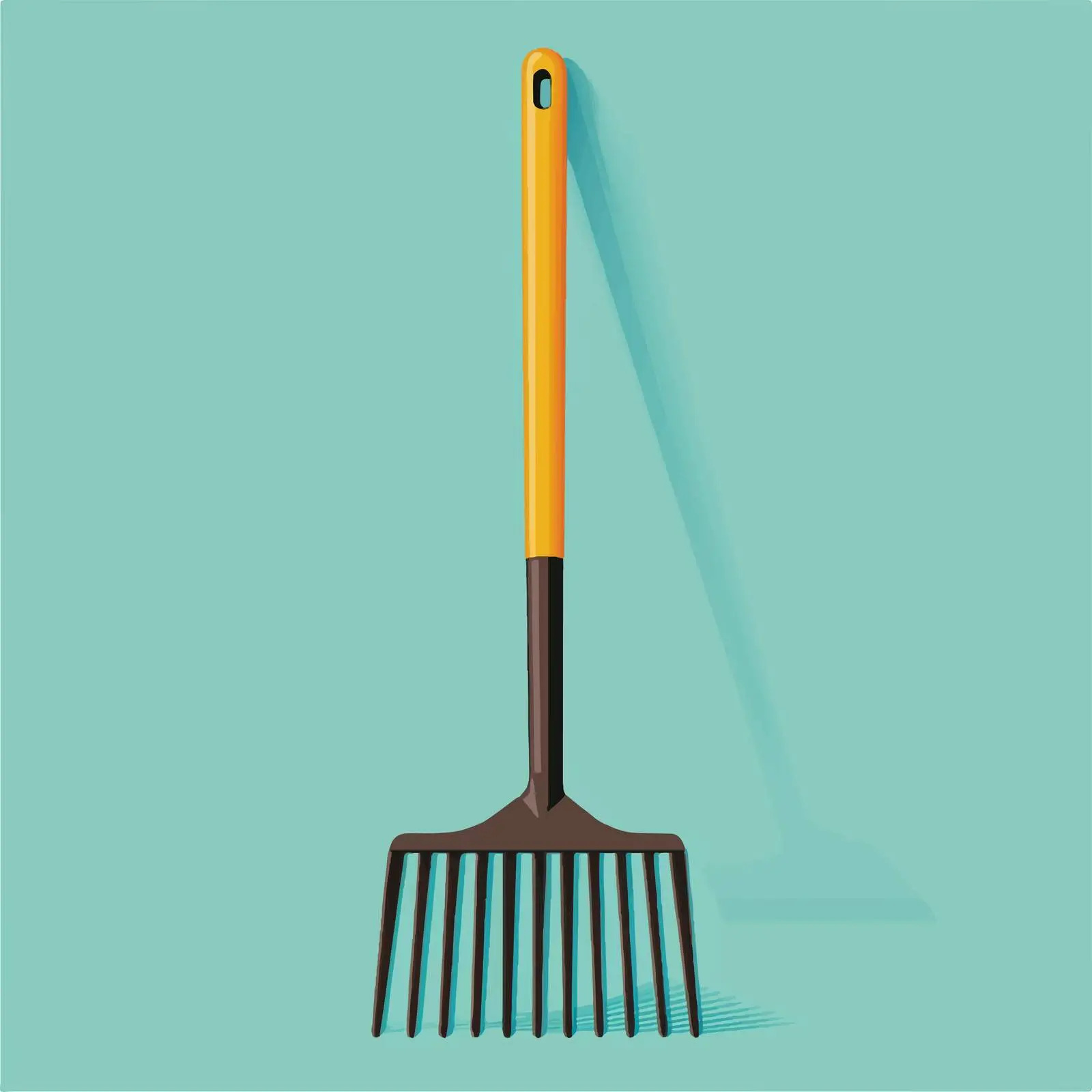 Flat Vector Garden Rake Illustration in Frame — free download from Dotvec
