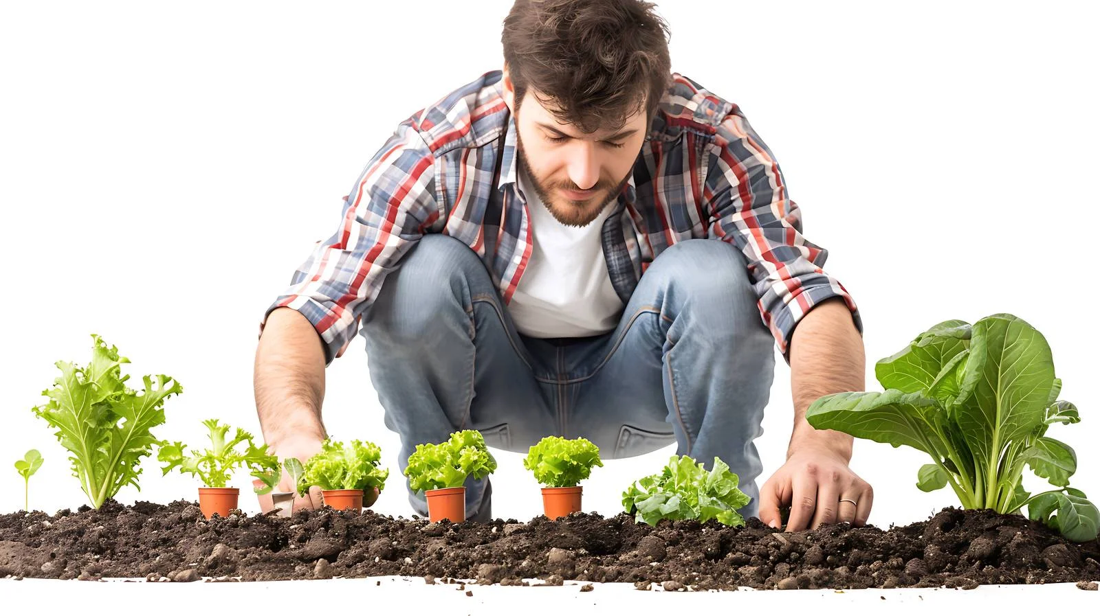 Gardener Observing Planted Vegetables — free download from Dotvec