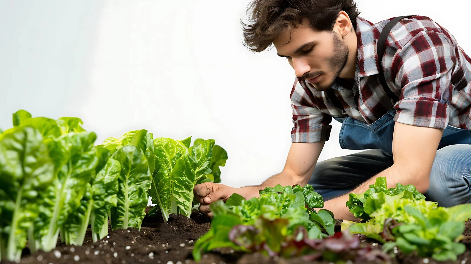 Gardener Inspects Planted Vegetables — free download from Dotvec
