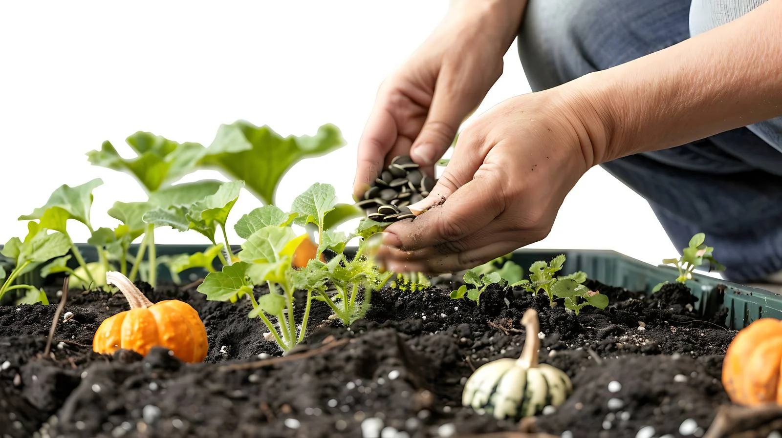 Planting Pumpkin Seeds in Garden Soil — free download from Dotvec