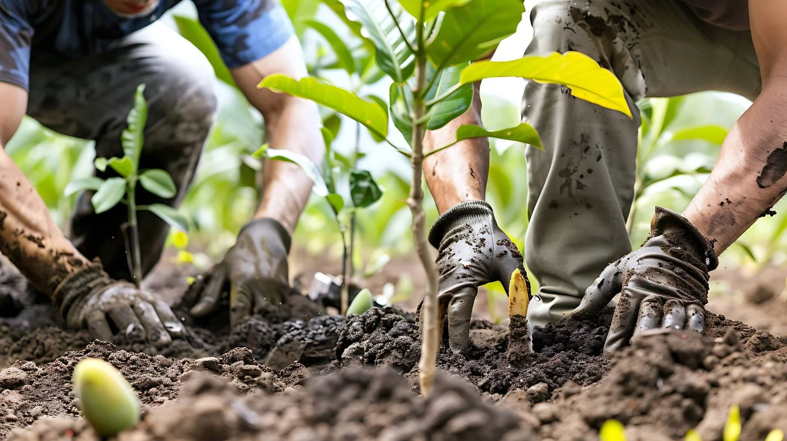 Gardeners Fill Mango Tree Holes — free download from Dotvec