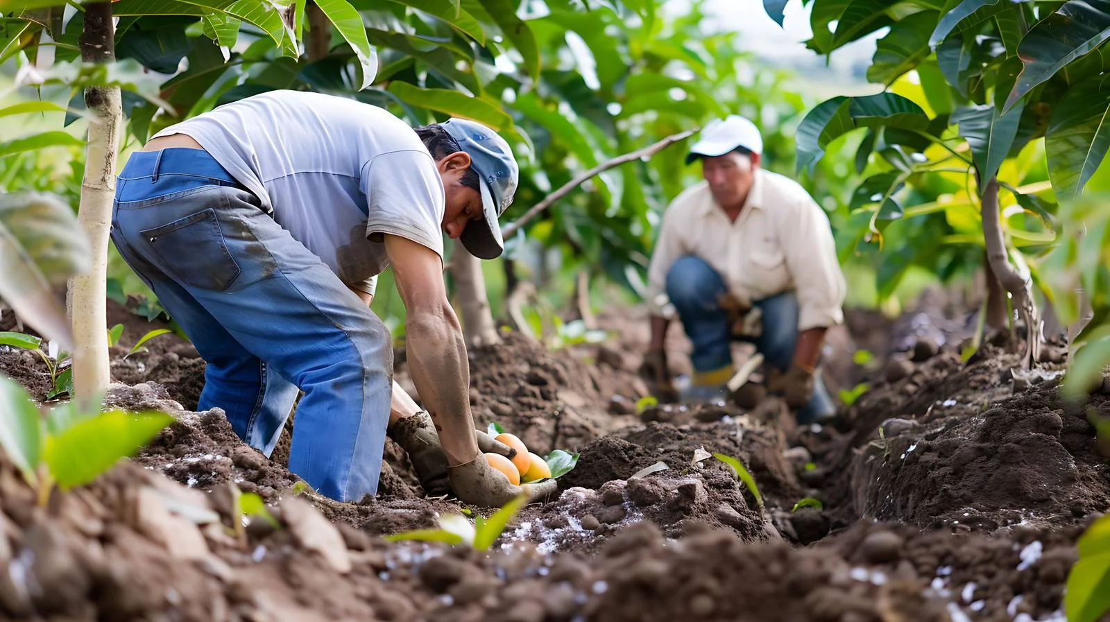 Gardeners Fill Mango Tree Holes — free download from Dotvec
