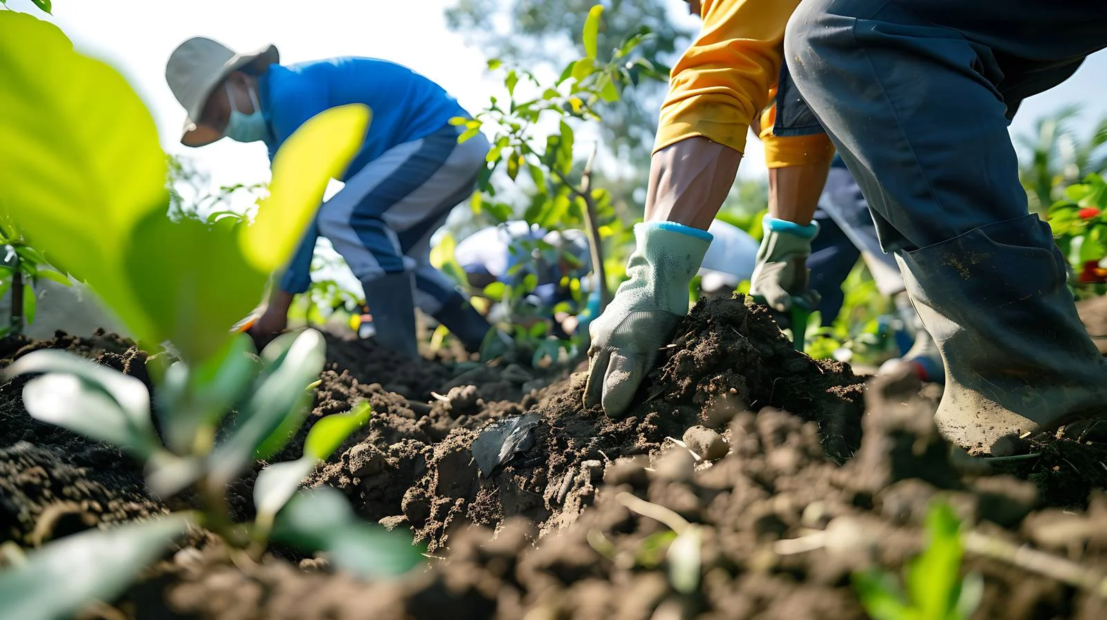 Gardeners Fill Mango Tree Holes — free download from Dotvec
