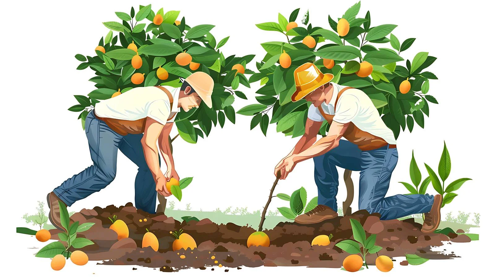 Planting Mango Trees, Soil Filling Process — free download from Dotvec