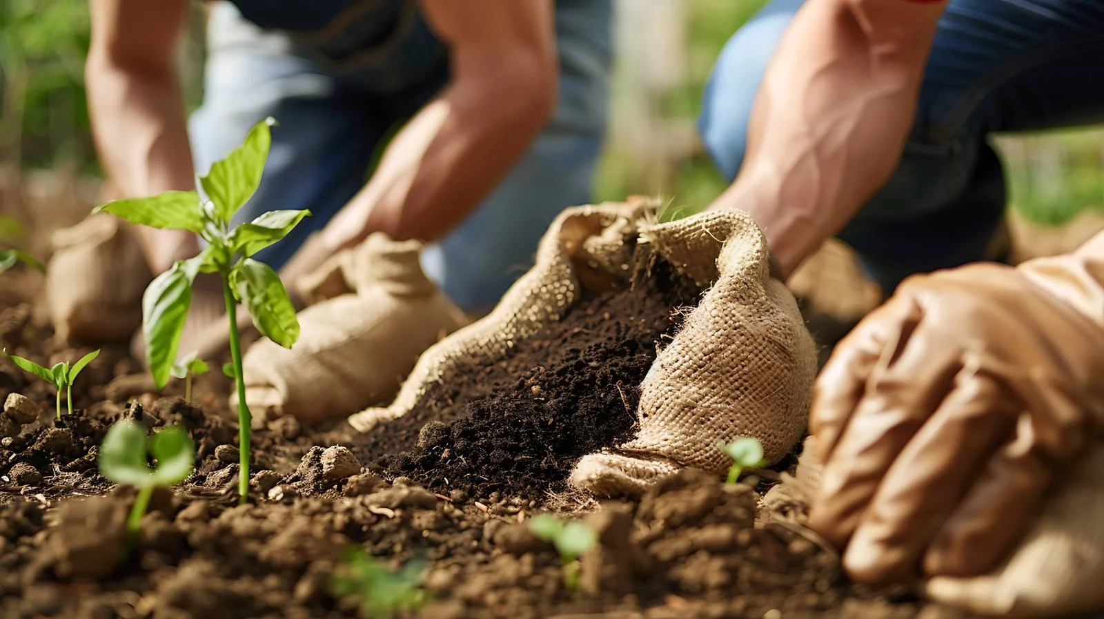 Gardeners Fill Plant Holes with Soil — free download from Dotvec