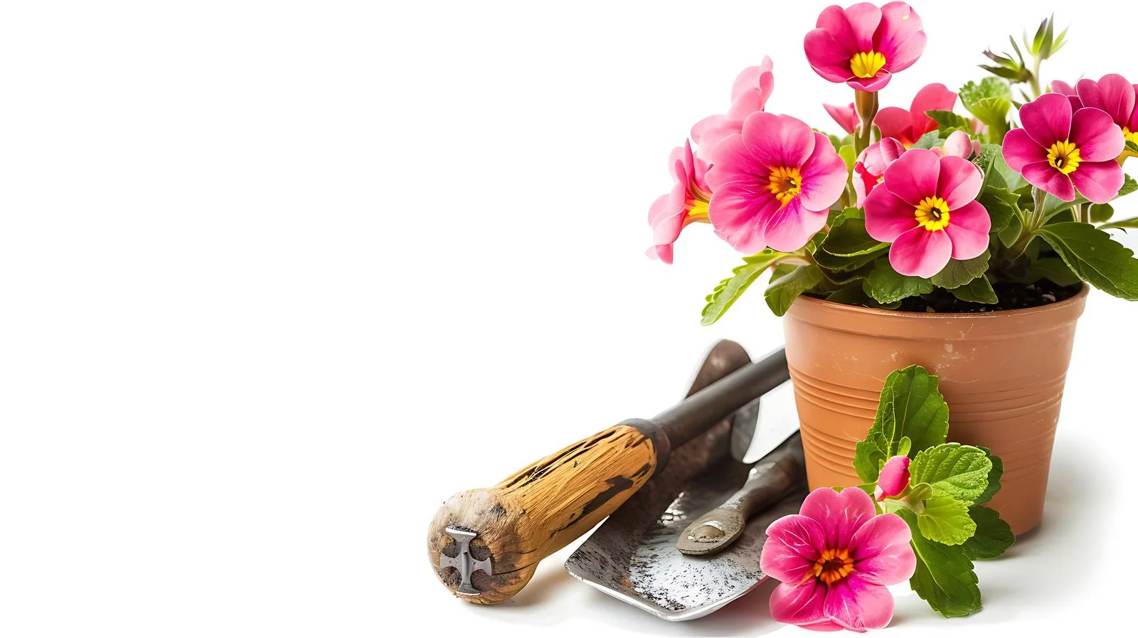 Pink Primrose in Potted Garden Setting — free download from Dotvec