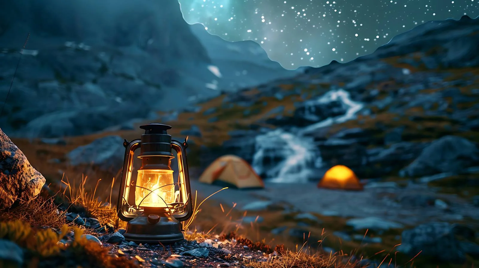 Camping Lantern Tent Scene — free download from Dotvec