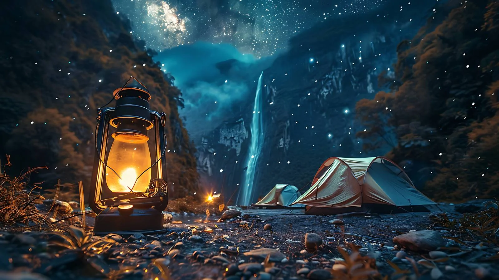 Campsite Lantern Illuminates Tent Area — free download from Dotvec