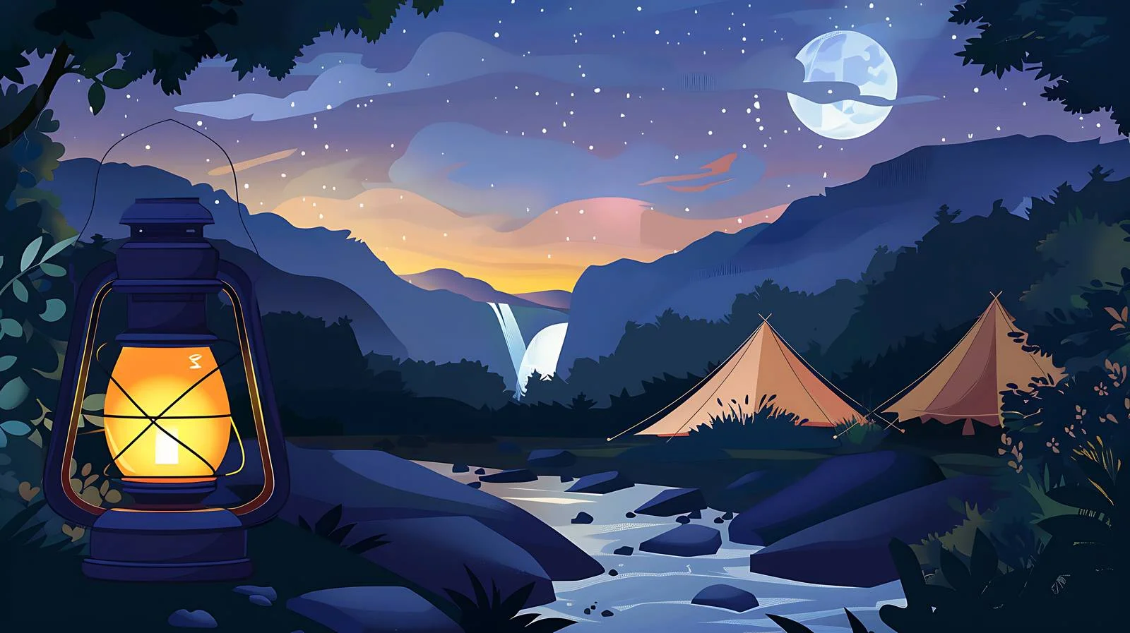 Gas Lantern Illuminating Campground Tents — free download from Dotvec